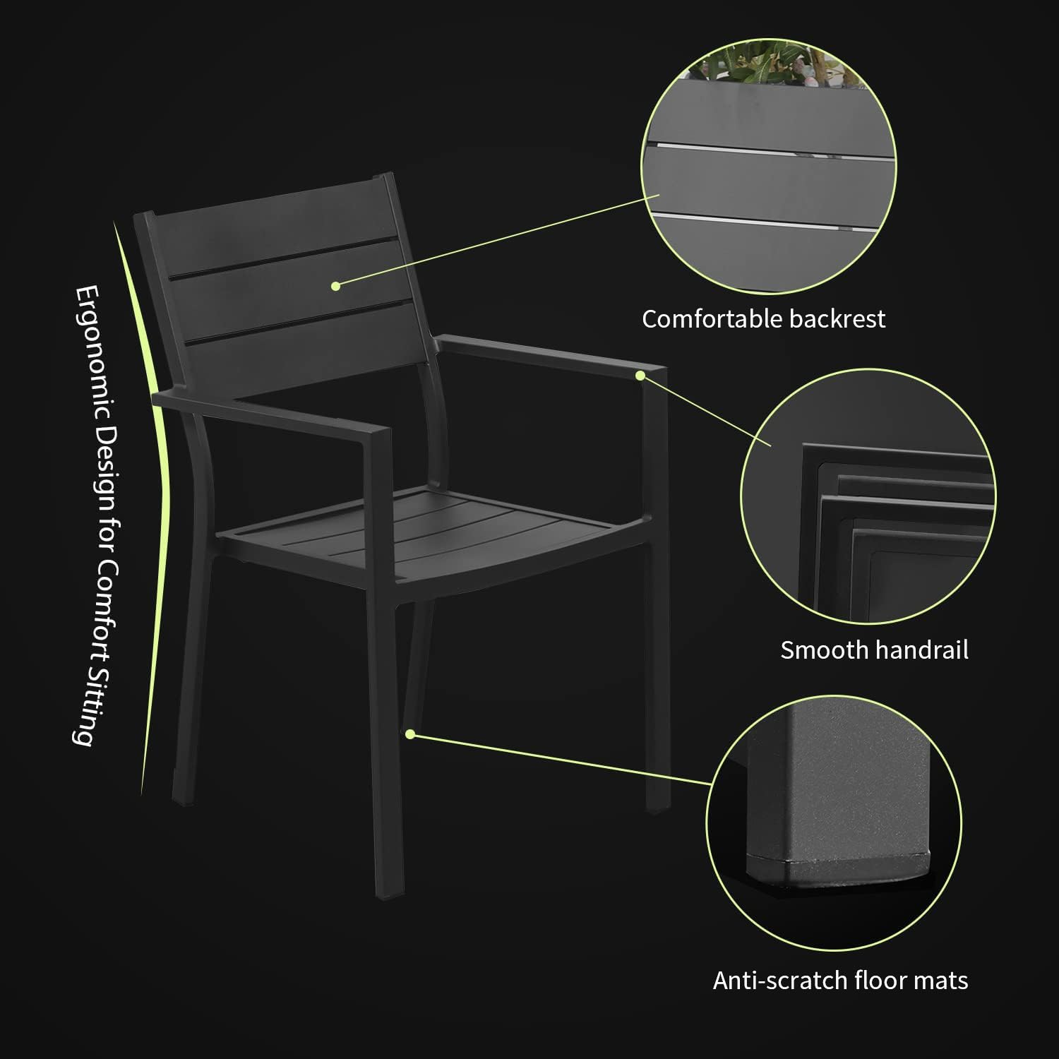 4-Piece Stackable Aluminum Patio Dining Chairs Set - 17