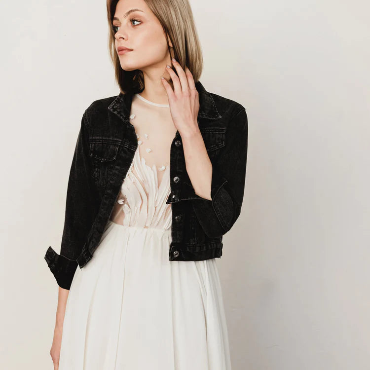 Lucky in Love Denim Bridal Jacket - Stylish Wedding Outfit for Brides, Bridesmaids & Bachelorette Parties - Perfect for Boho, Country & Beach Weddings