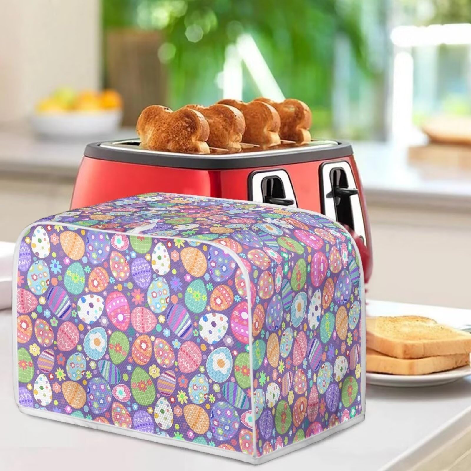 Vibrant Easter Egg Toaster Cover for 2-Slice Toasters - Cute Kitchen Appliance Decor, Bread Maker Protector, Lightweight Oven Cover - Perfect for Easter Decorations, Spring Kitchen Accessories & Small Appliance Protection