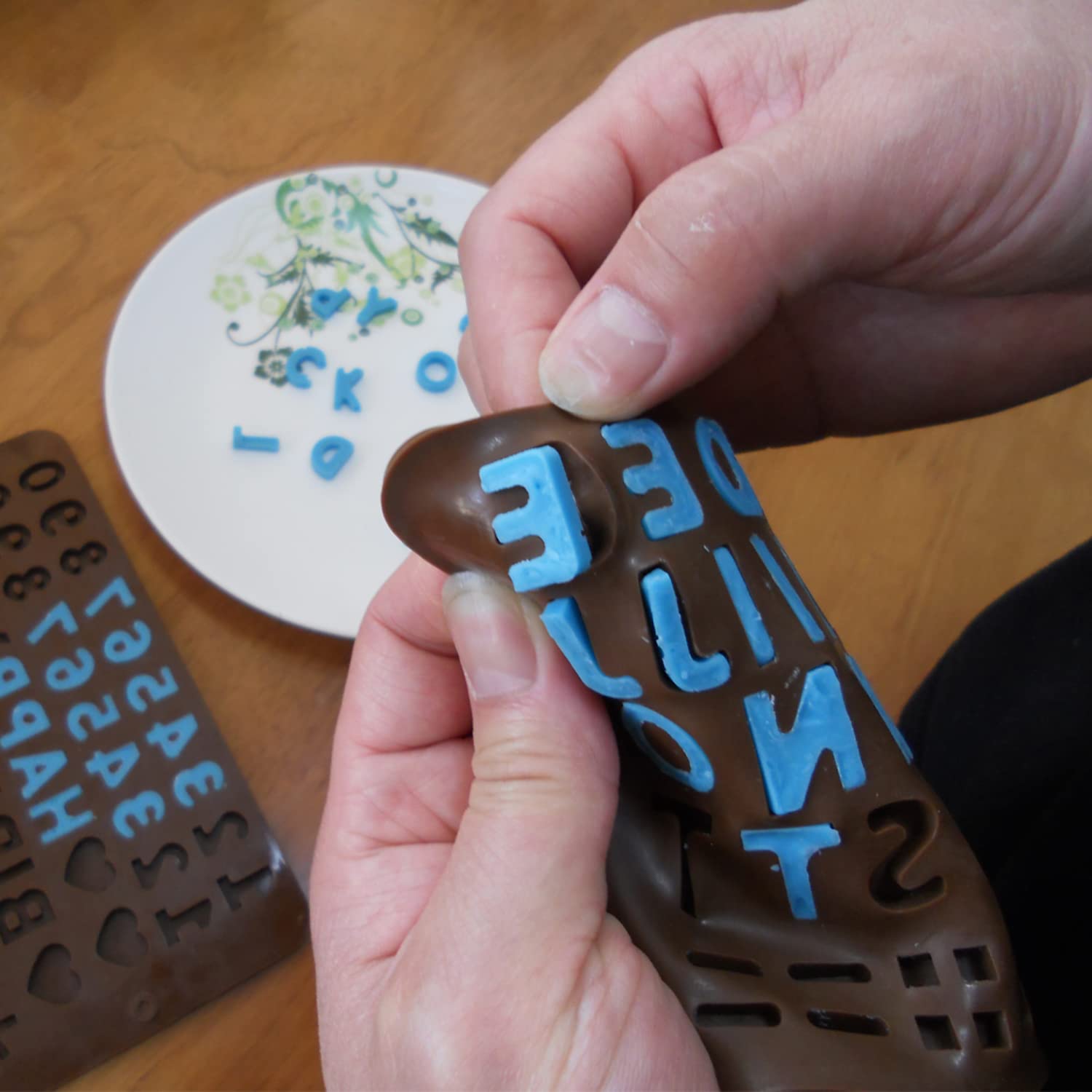 Reusable Silicone Letter & Number Molds for Chocolate - 2pcs Brown Happy Birthday Cake Decorating Symbols | Perfect for DIY Desserts, Candy Making & Baking Decorations