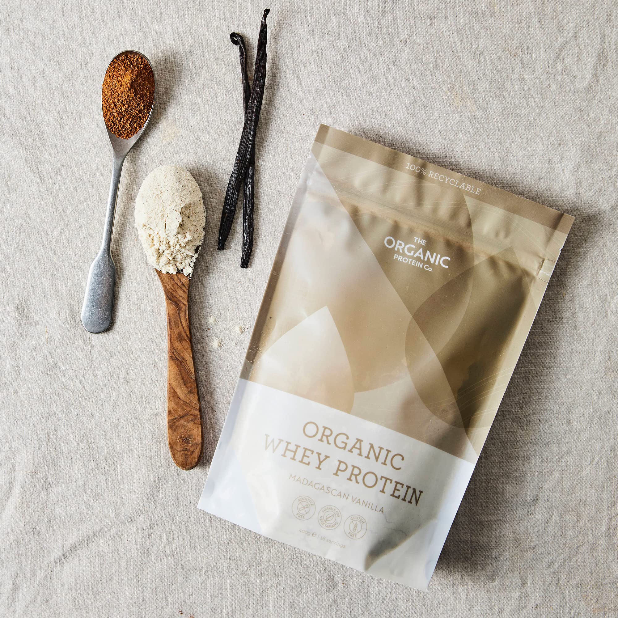 Organic Whey Protein Powder - Madagascan Vanilla Flavor | Grass-Fed, Gluten-Free, Vegetarian, Additive-Free Protein Supplement for Muscle Recovery & Weight Management - Perfect for Post-Workout Shakes & Healthy Smoothies - 400g