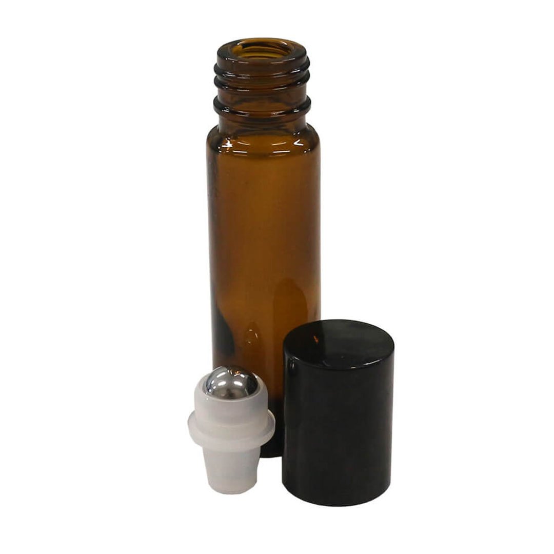 Plant Therapy 10ml (1/3 fl oz) Amber Glass Essential Oil Roll On Bottles - Pack of 4 | Perfect for Aromatherapy, DIY Blends & On-the-Go Use