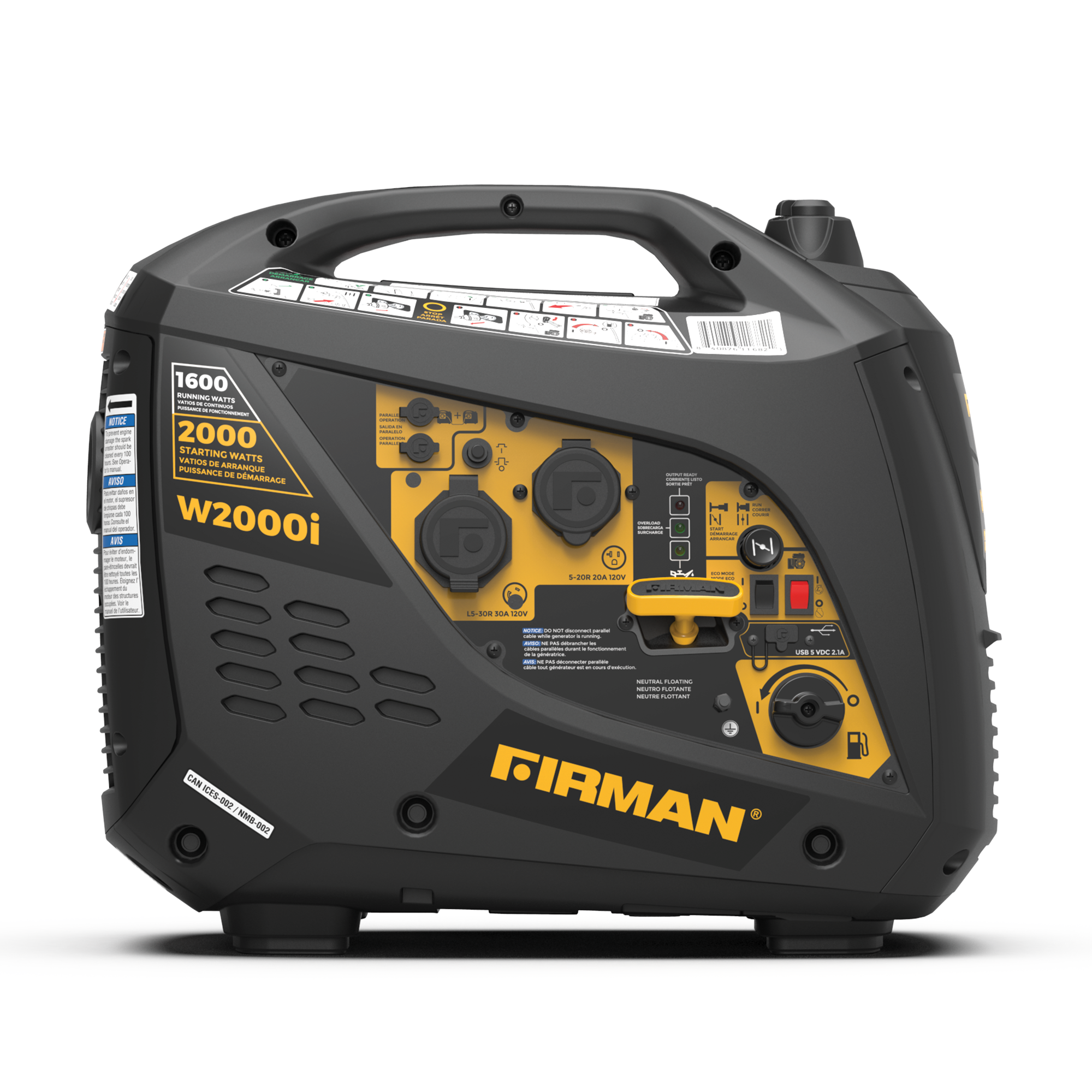 2000W/1600W Portable Inverter Generator with Recoil Start - Perfect for Camping, RV Trips & Emergency Power Backup