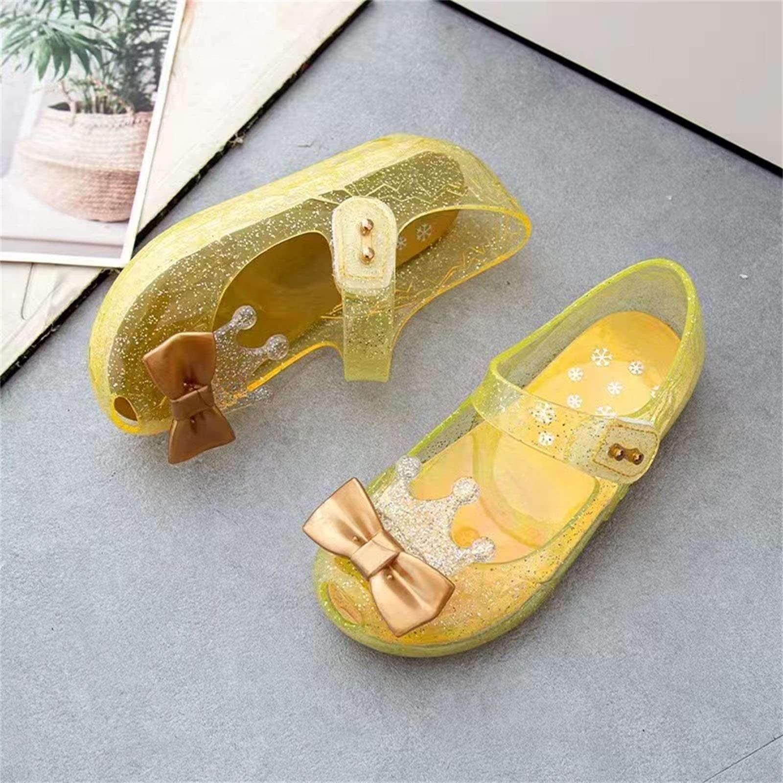Lykmera Baby Girls Crown Flash Sandals - Non-Slip Soft Sole for Dance & Play