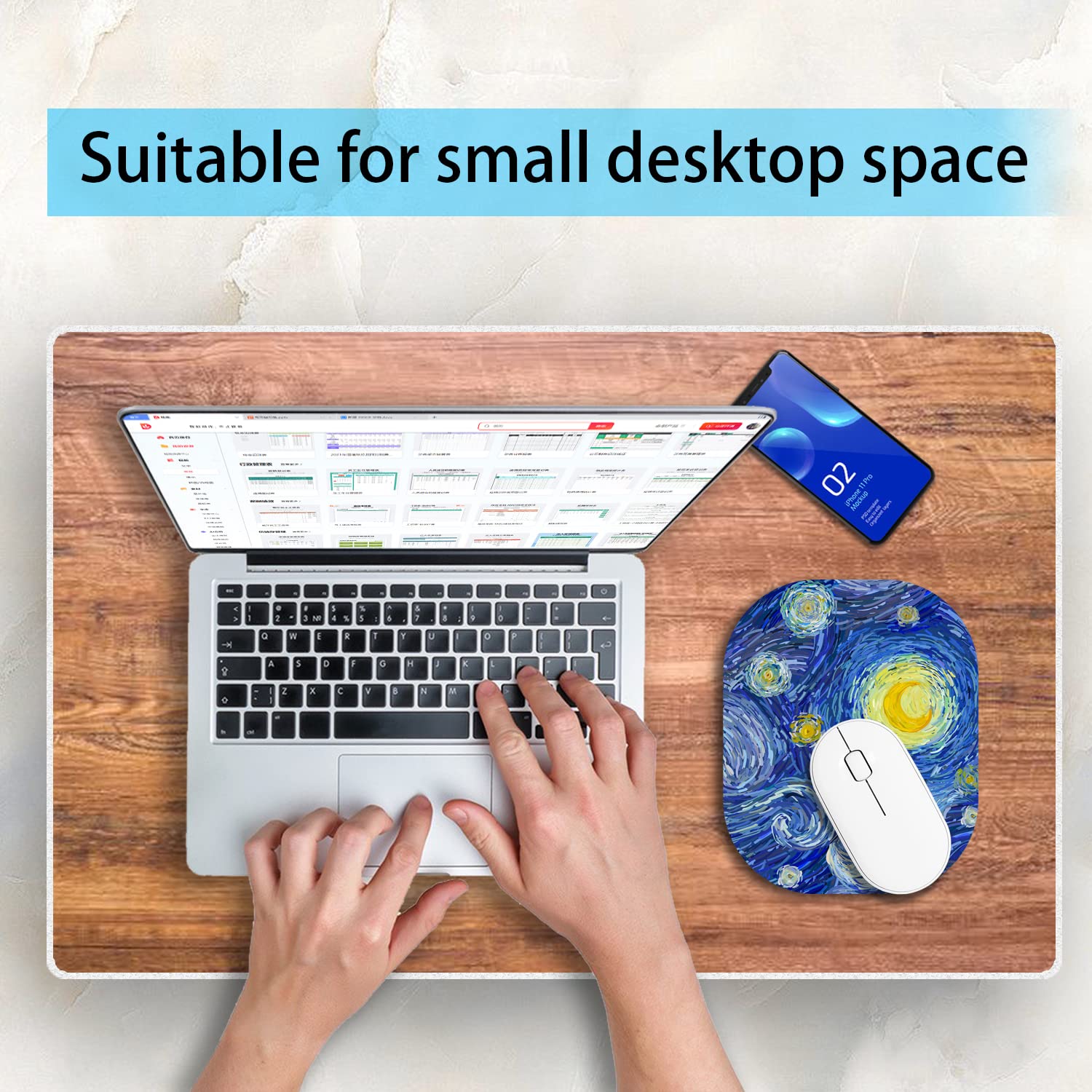 6 x 7 Inch Small Mouse Pad for Laptop - Non-Slip Rubber Base & Waterproof Surface - Perfect for Wireless Mouse, Home Office, and Travel - Abstract Night Sky Design - Ideal for Work Desks, Gaming Setups, and Coffee Shop Use