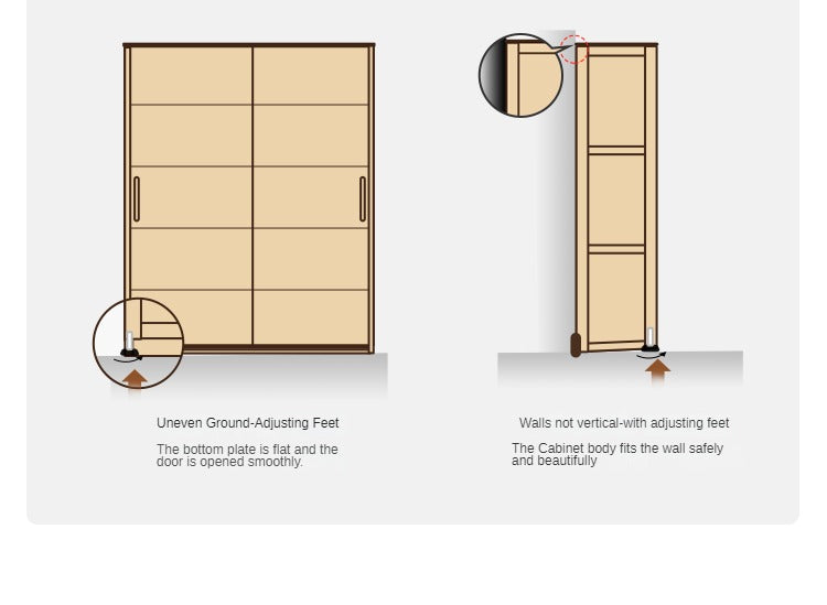Solid Oak Wood Sliding Door Wardrobe Closet - Modern & Durable Storage for Bedroom, Living Room, or Walk-In Closet Organization
