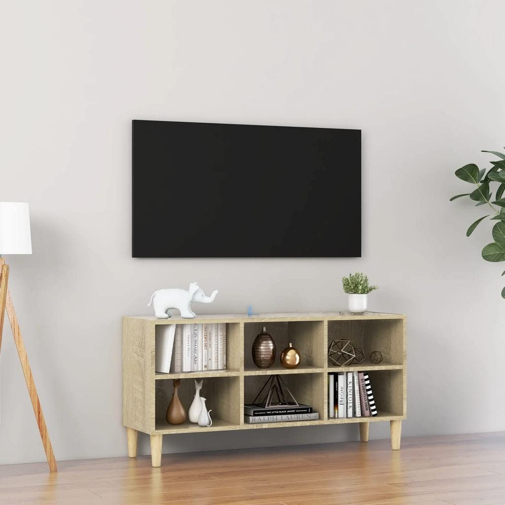 40.7 Inch Solid Wood TV Stand with Storage - Sonoma Oak Entertainment Center Media Console for Living Room, Bedroom & Home Theater (11.8x19.7 Inches)
