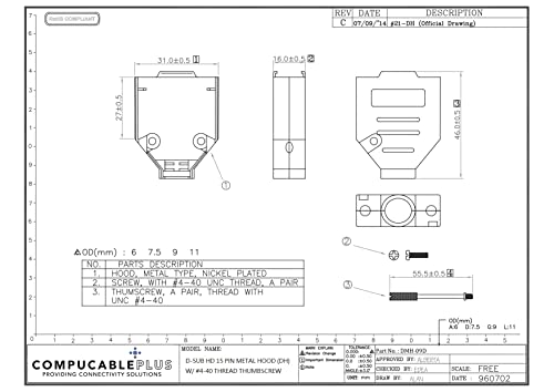 Premium DB15 Female Solder Kit - High Density Full Profile Metal Hood Connector (No Ear Design) for Reliable Computer & Electronics Connections - Perfect for DIY Repairs, Arcade Machines, and Industrial Equipment