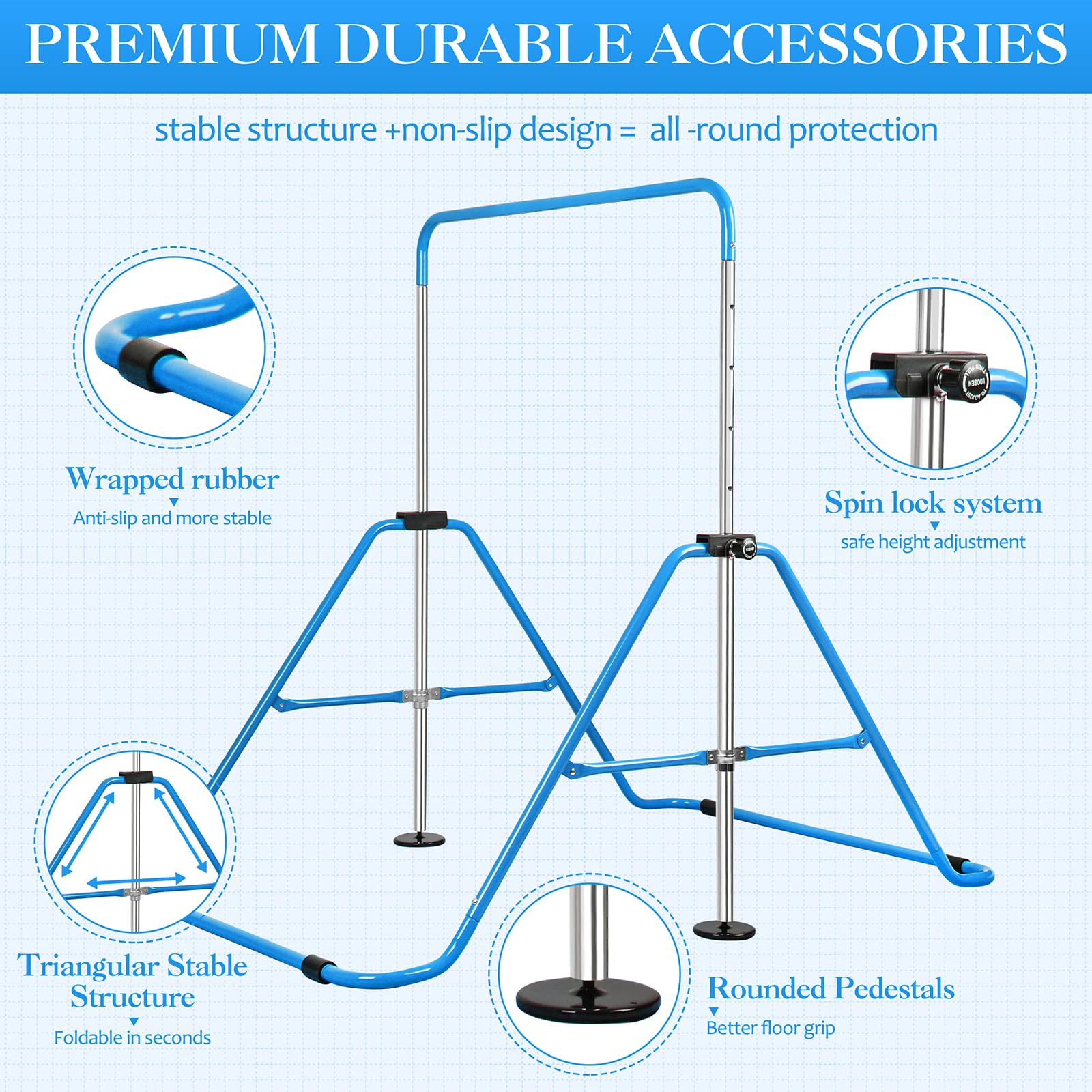 Adjustable Gymnastics Bars for Kids - Expandable Training Equipment for Home Gym & Play