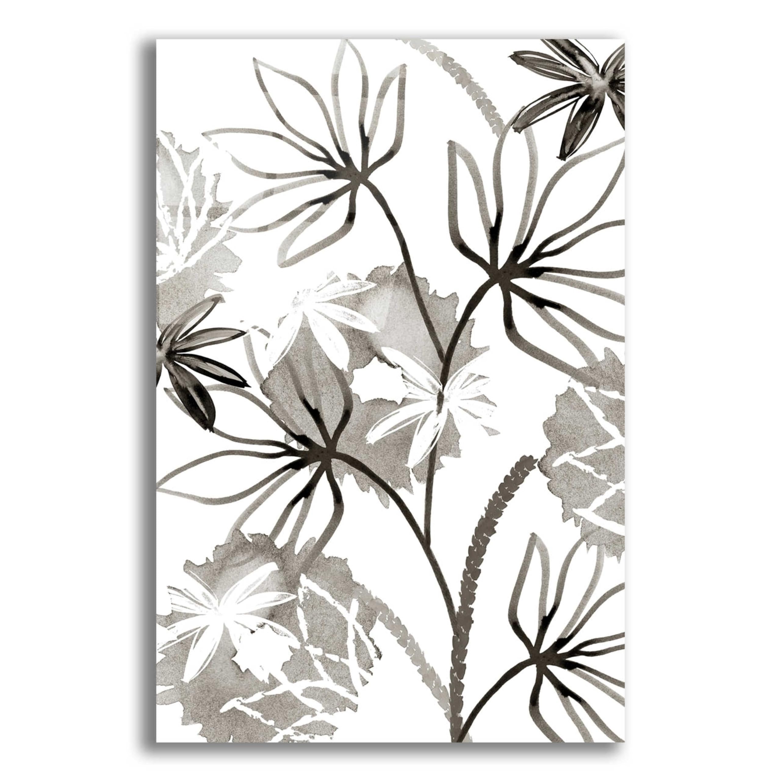 Flora Kouta 'Monochrome Flowers III' Abstract Acrylic Glass Wall Art - 16x24 Inches Modern Home Decor for Living Room, Bedroom & Office