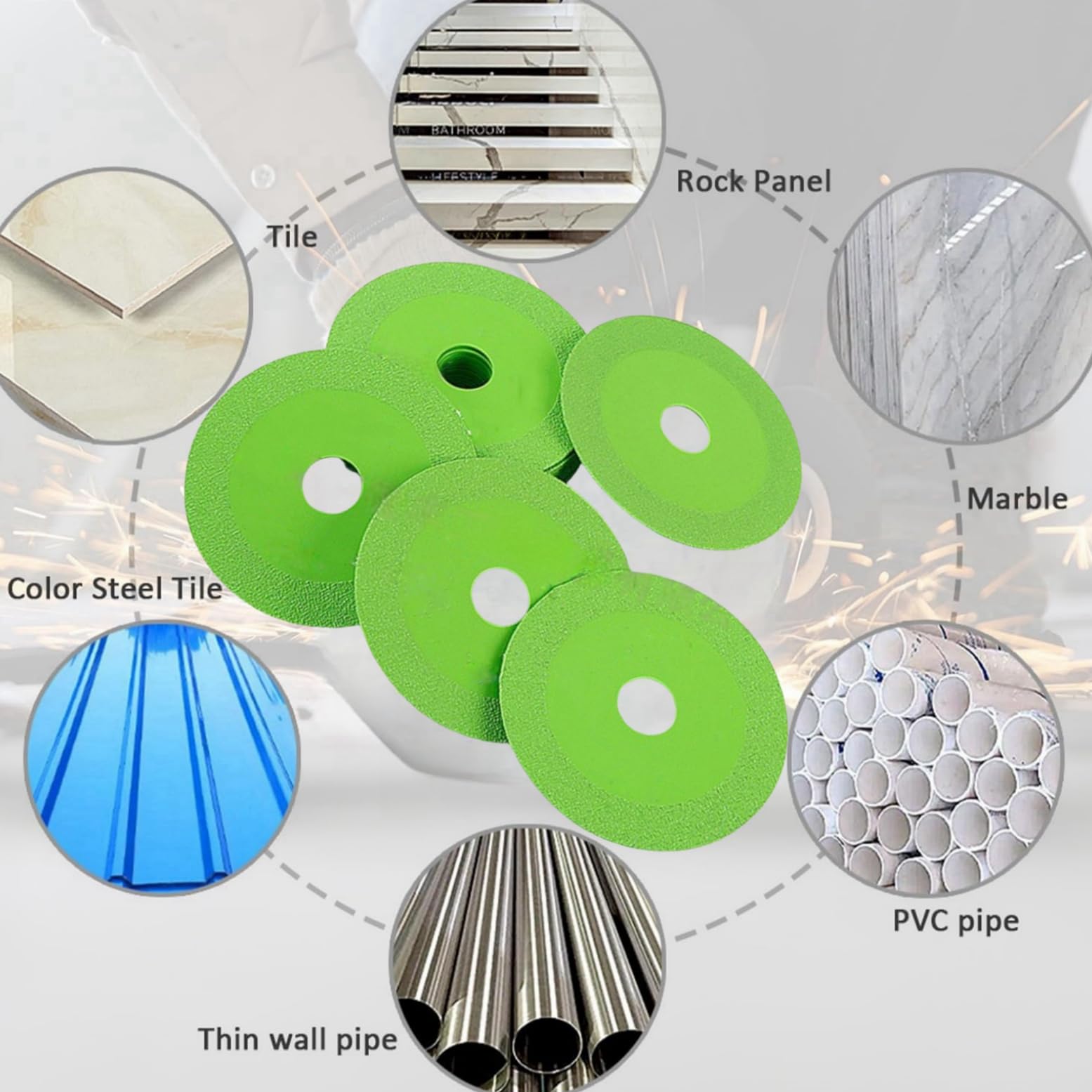 1mm Ultra-Thin Rock Slab Grinding Disc & Glass Cutting Plate for Angle Grinder - 2pcs Set - Perfect for Stone, Tile, and Glass Cutting Projects