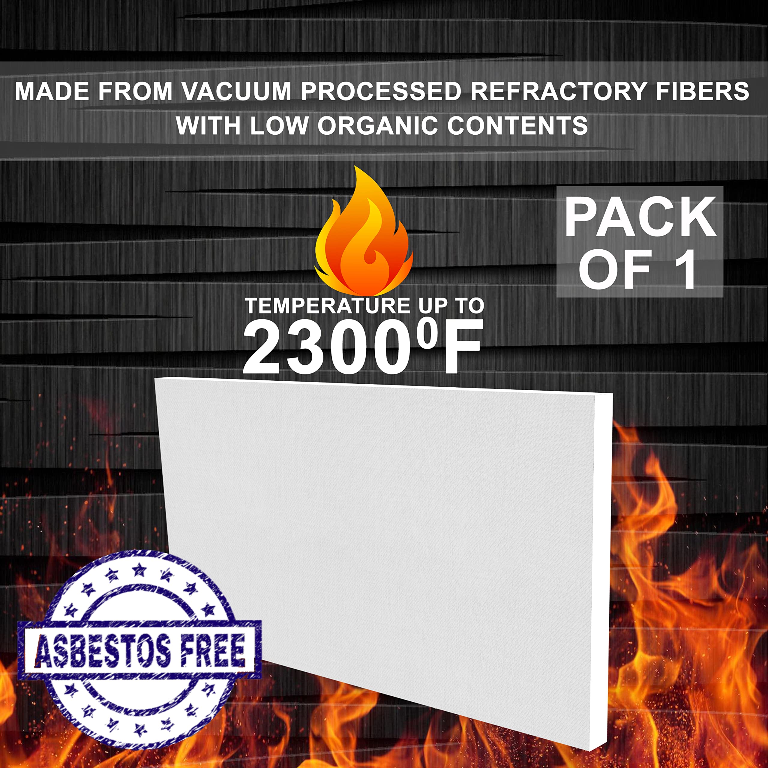 High-Temperature Ceramic Fiber Insulation Board - 2300°F Fireproof - 1