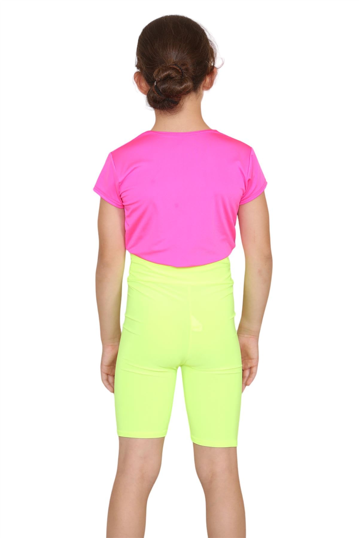 Janisramone® Girls' High Waisted Cycling Shorts - Stretchy Microfiber Activewear for Kids, Elastic Waistband Gymnastics & Sports Shorts - Perfect for Biking, Running, Yoga & Playtime