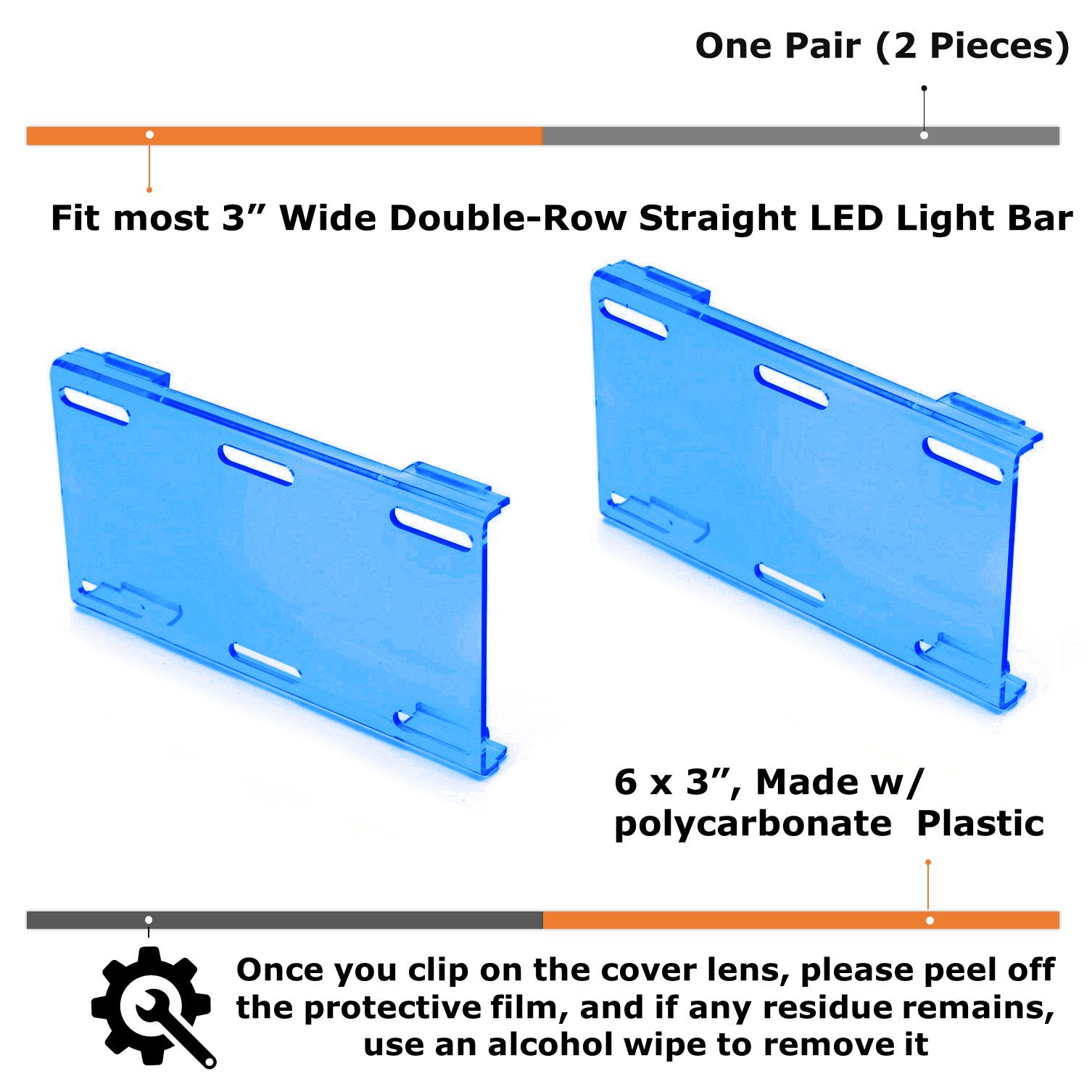 2-Pack 6 Inch Blue Tinted Double Row LED Light Bar Lens Covers - Durable Protection for Off-Road Trucks, ATVs & UTVs - Waterproof & UV Resistant for Outdoor Adventures