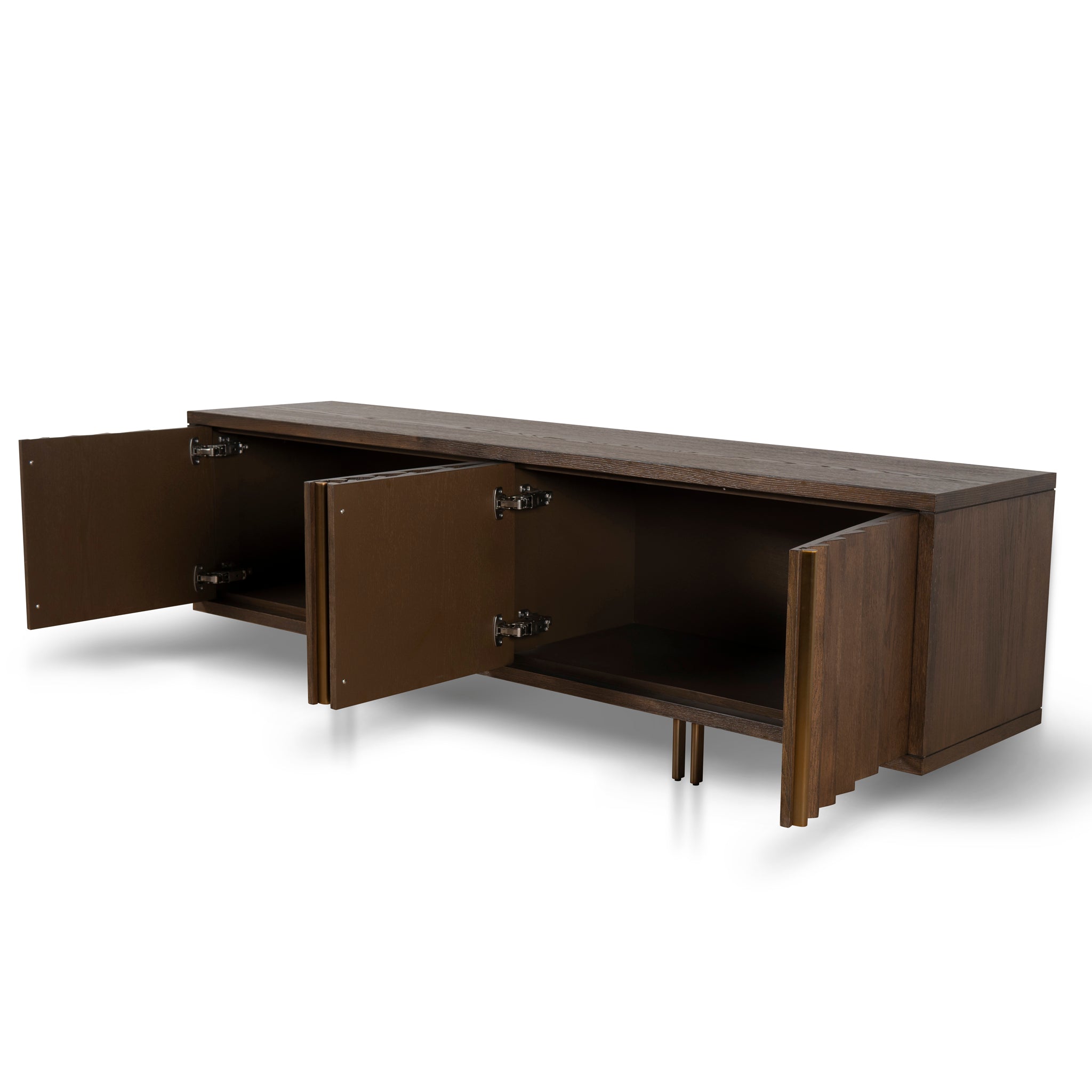 2M TV Stand with Storage - Caramel Oak Finish - Modern Entertainment Center for Living Room, Bedroom & Home Theater