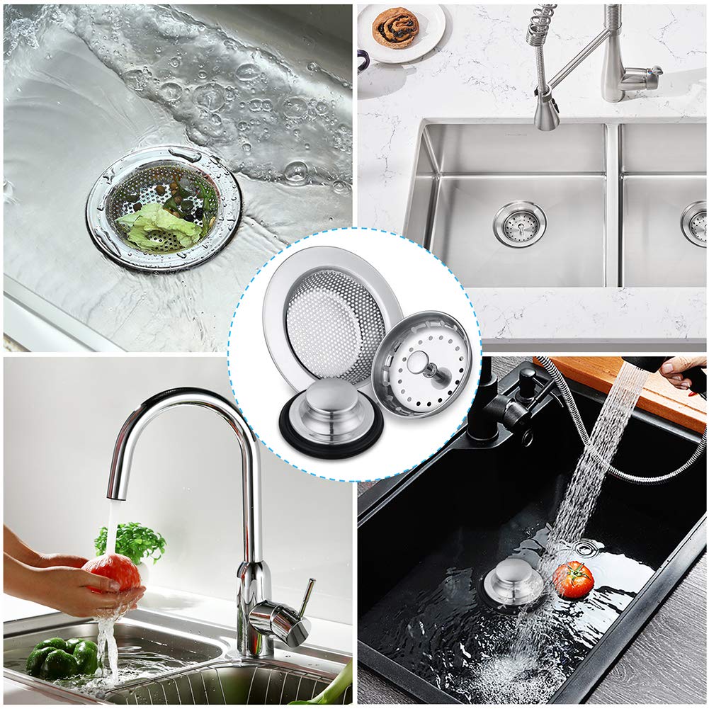 Stainless Steel Kitchen Sink Drain Strainer 6 Pack - Anti-Clogging Sink Stopper & Basket Replacement Set for Efficient Kitchen Cleaning
