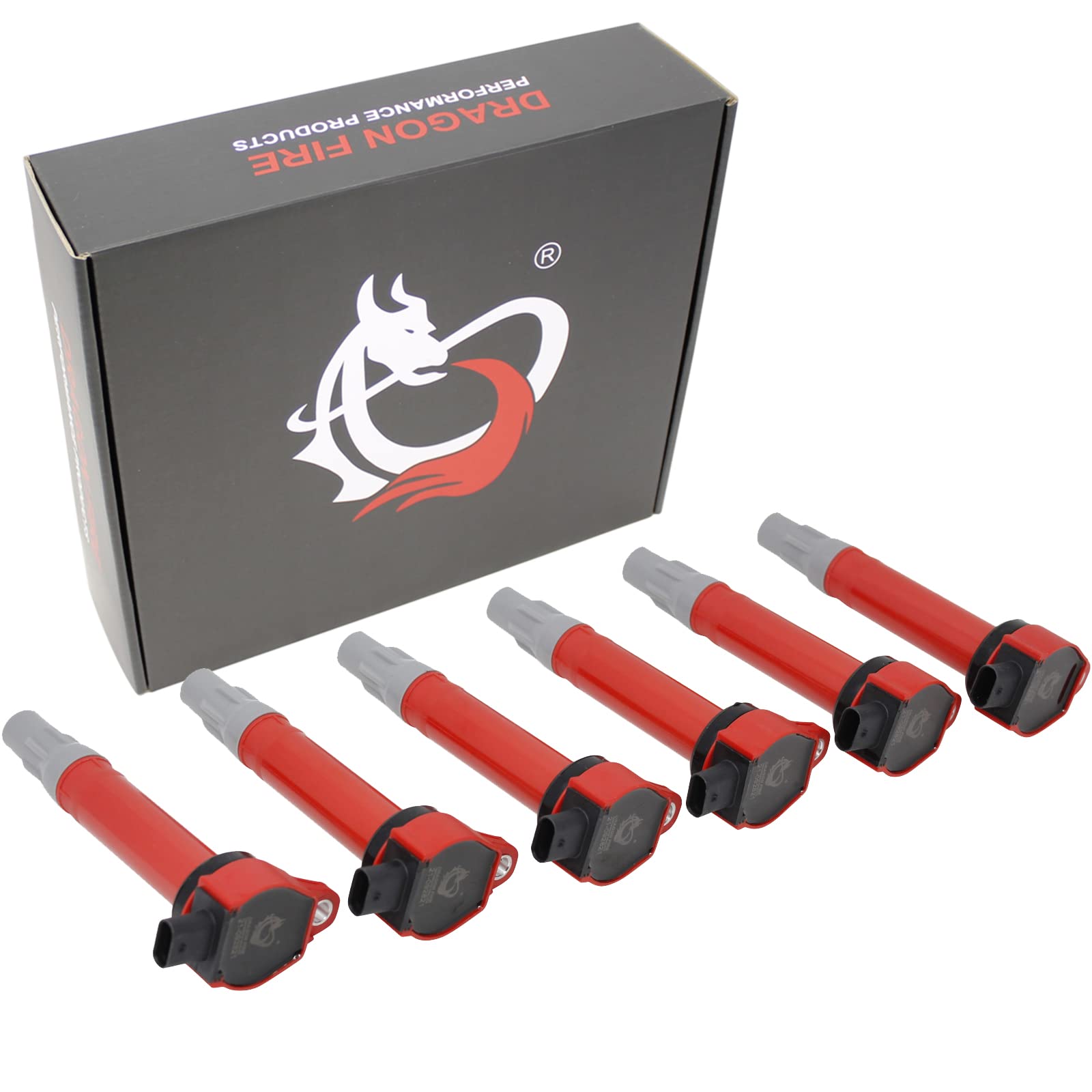 DRAGON FIRE PERFORMANCE 6pc Ignition Coil Power Pack Kit - Compatible with Dodge Chrysler 300 Magnum Charger Sebring Stratus 2.5L 2.7L 3.5L V6 - OEM Fit GN10310 4606869AA C502-DFx6 - Perfect for Engine Performance Upgrades & Smooth Acceleration