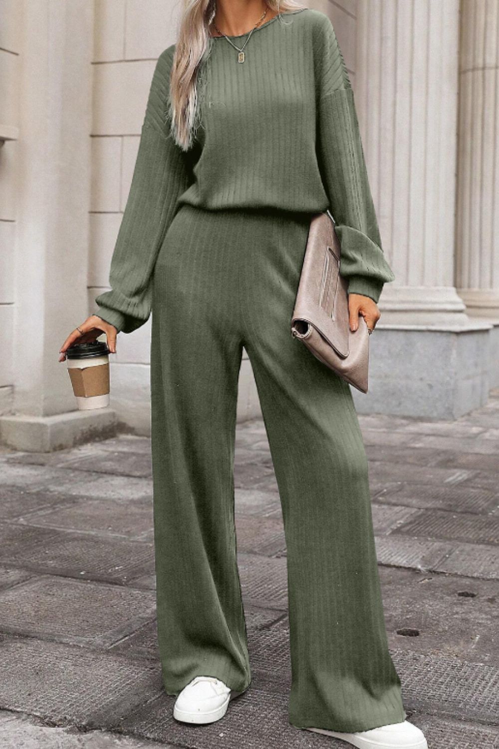Women's Round Neck Long Sleeve Jumpsuit - Casual One Piece Romper for Fall & Winter | Perfect for Work, Travel & Everyday Wear