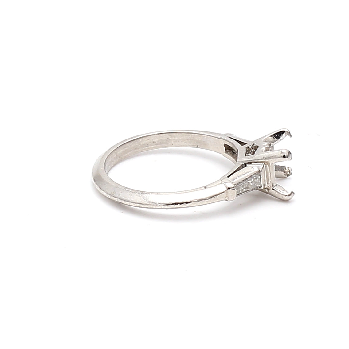 0.25 Carat Tapered Baguette G VS1 Diamond Platinum Semi Mount Ring for Engagement, Wedding, Anniversary - Elegant Bridal Jewelry Gift for Her