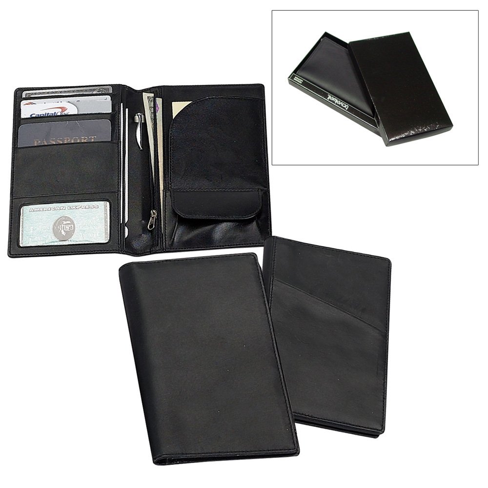 BELLINO RFID Blocking Travel Wallet for Passport & Credit Cards - Slim & Secure Black Leather Organizer for Men & Women - Perfect for Airports, Vacations & Business Trips
