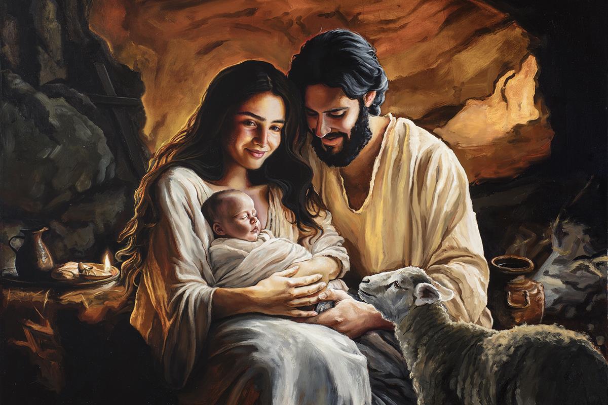 Born is The Lamb Gallery Wrap Canvas Art - Religious Wall Decor for Home, Church & Office - Perfect for Living Room, Bedroom & Worship Spaces