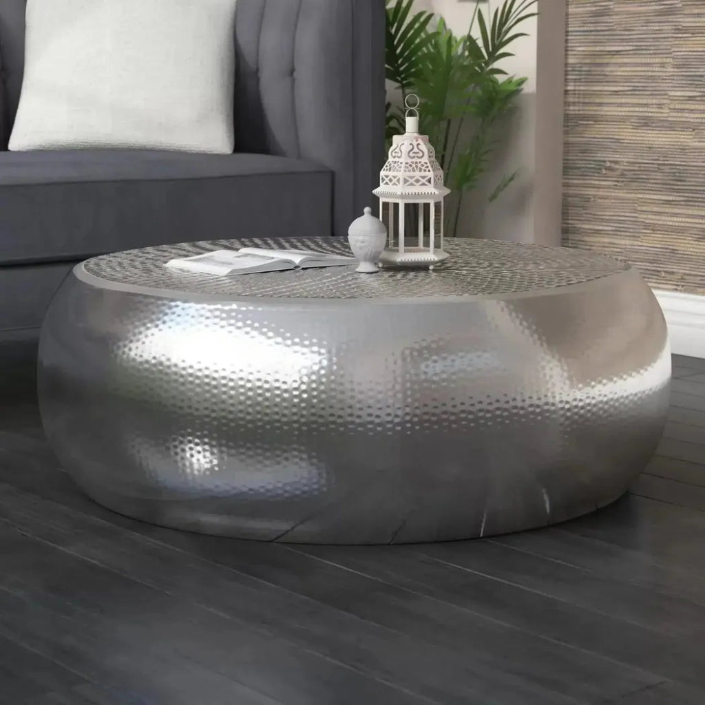 31.5 Inch Modern Silver Coffee Table - Stylish Centerpiece for Living Room, Lounge & Office Decor