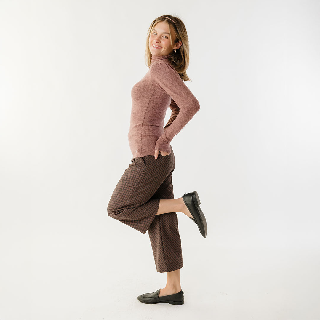 Tatum Women's Long Sleeve Turtleneck Sweater - Soft Winter Knit Pullover in Berry Red for Office & Casual Wear