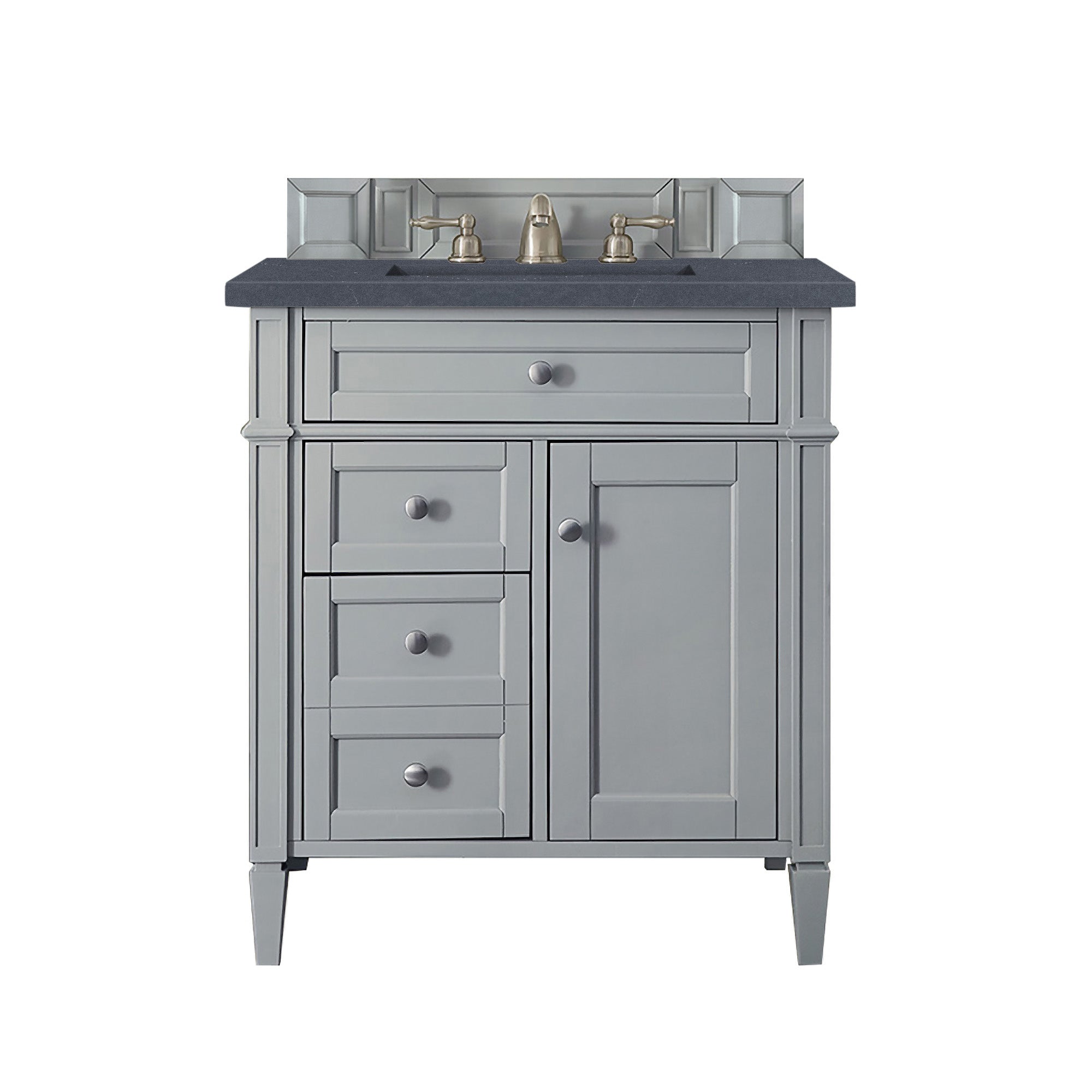 Brittany 30-Inch Single Bathroom Vanity in Urban Gray with 3CM Charcoal Soapstone Quartz Countertop - Perfect for Modern Master Bathrooms & Powder Rooms