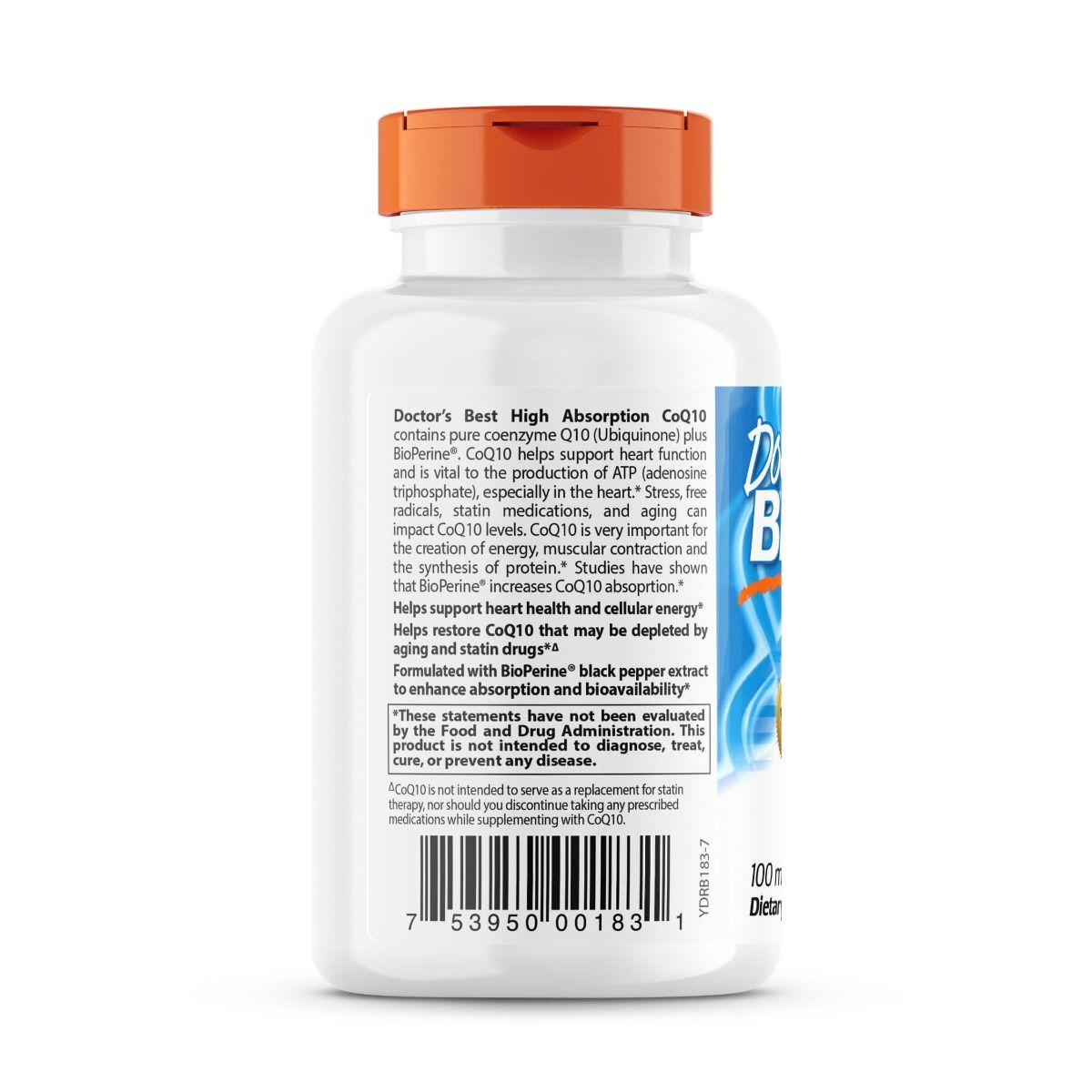 Doctor's Best High Absorption CoQ10 with BioPerine 100mg - 120 Softgels for Heart Health & Energy Support | Supports Cardiovascular Function & Cellular Energy Production