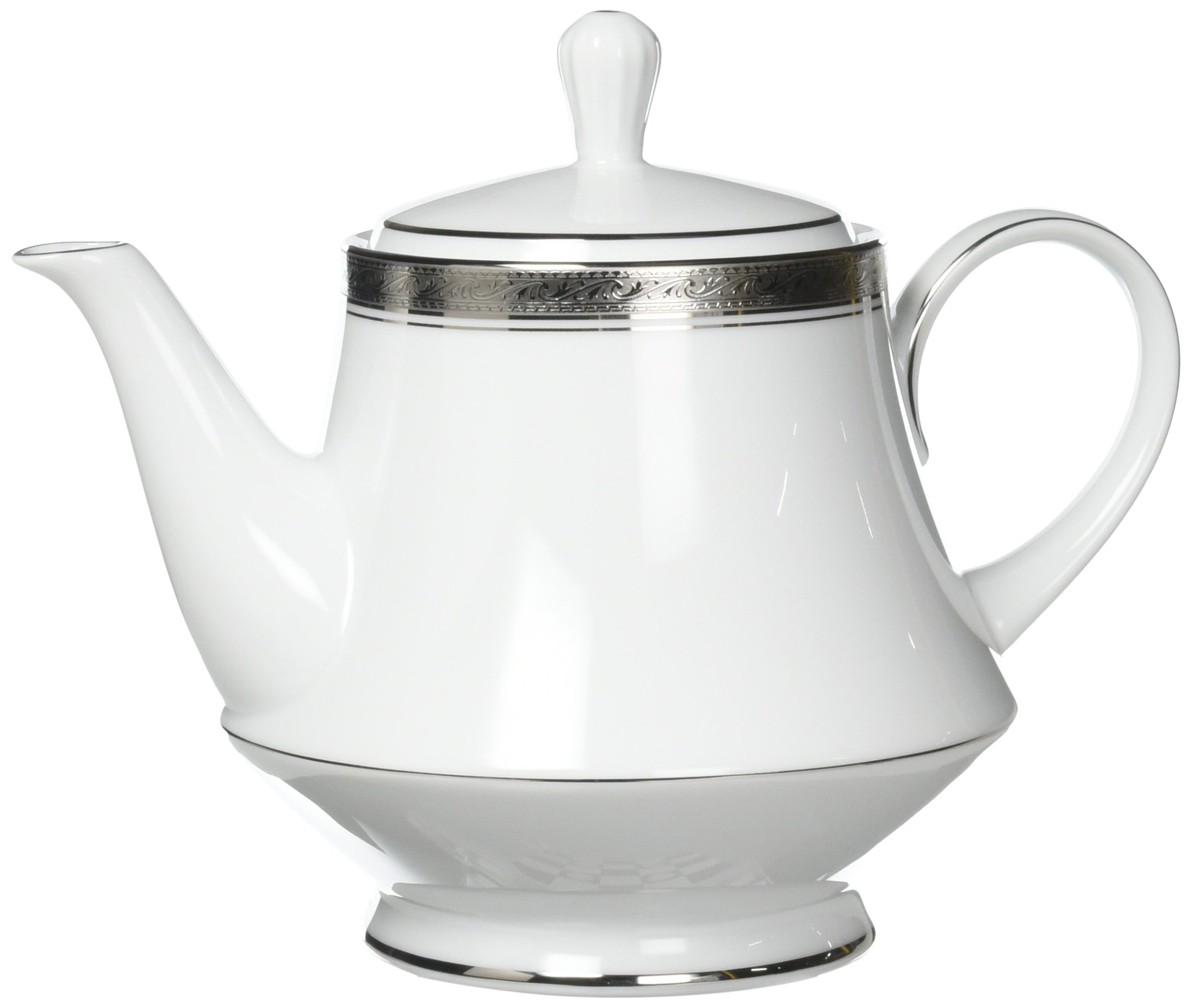 Noritake Crestwood Platinum Teapot - Elegant Japanese Porcelain Teapot for Loose Leaf Tea, Perfect for Afternoon Tea, Gifts & Home Decor