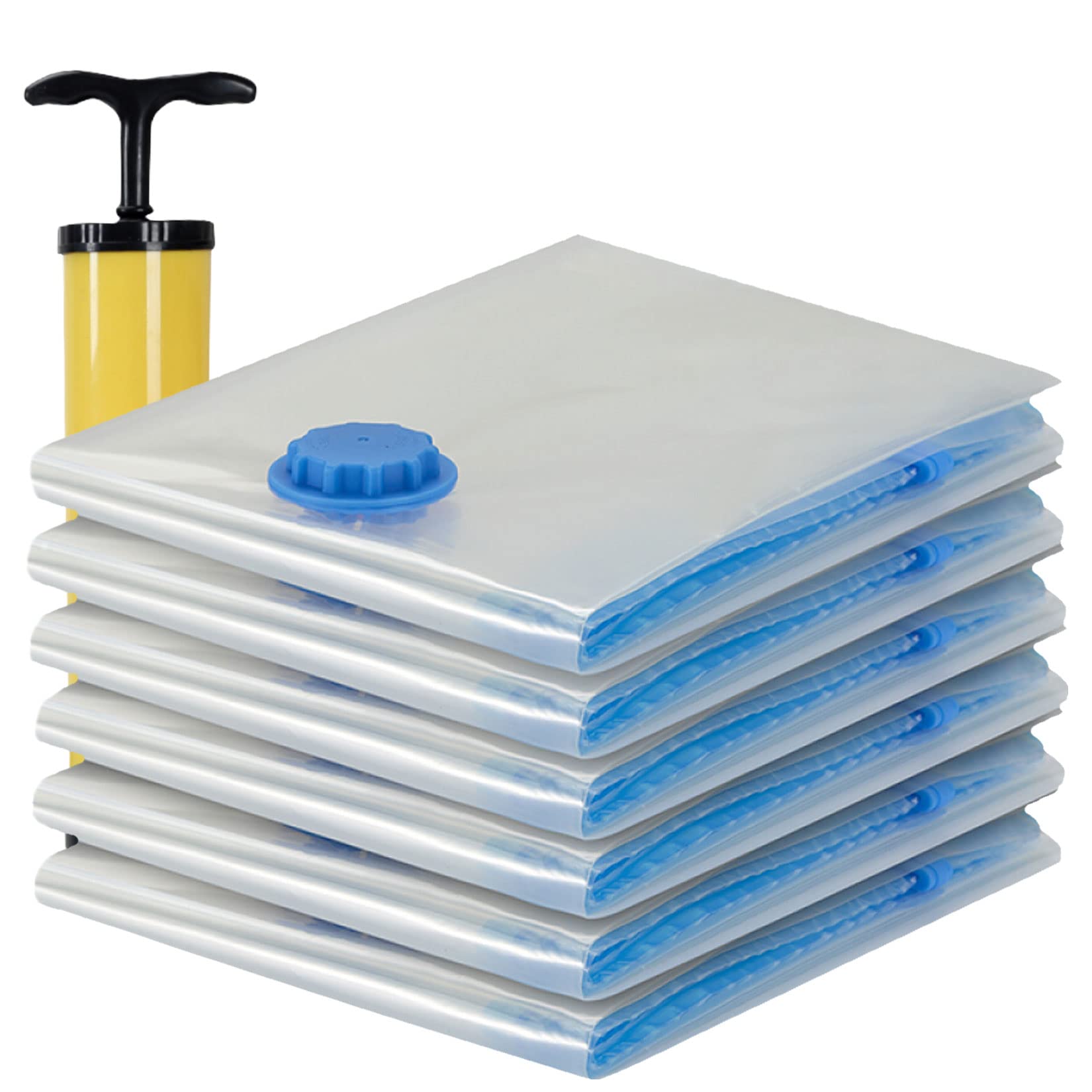 6 Pack Jumbo Vacuum Storage Bags with Hand Pump - Space Saving Compression Bags for Clothes, Pillows, Quilts | Perfect for Travel, Home Organization & Seasonal Storage