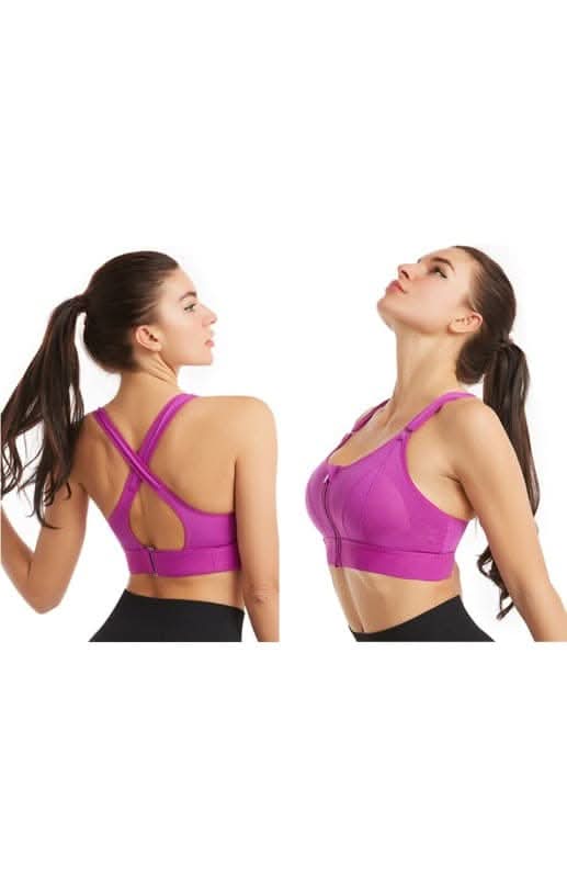 Best Adjustable Zip Front Sports Bra for Women - High Support Workout, Running, Yoga & Gym - Moisture Wicking & Breathable Activewear