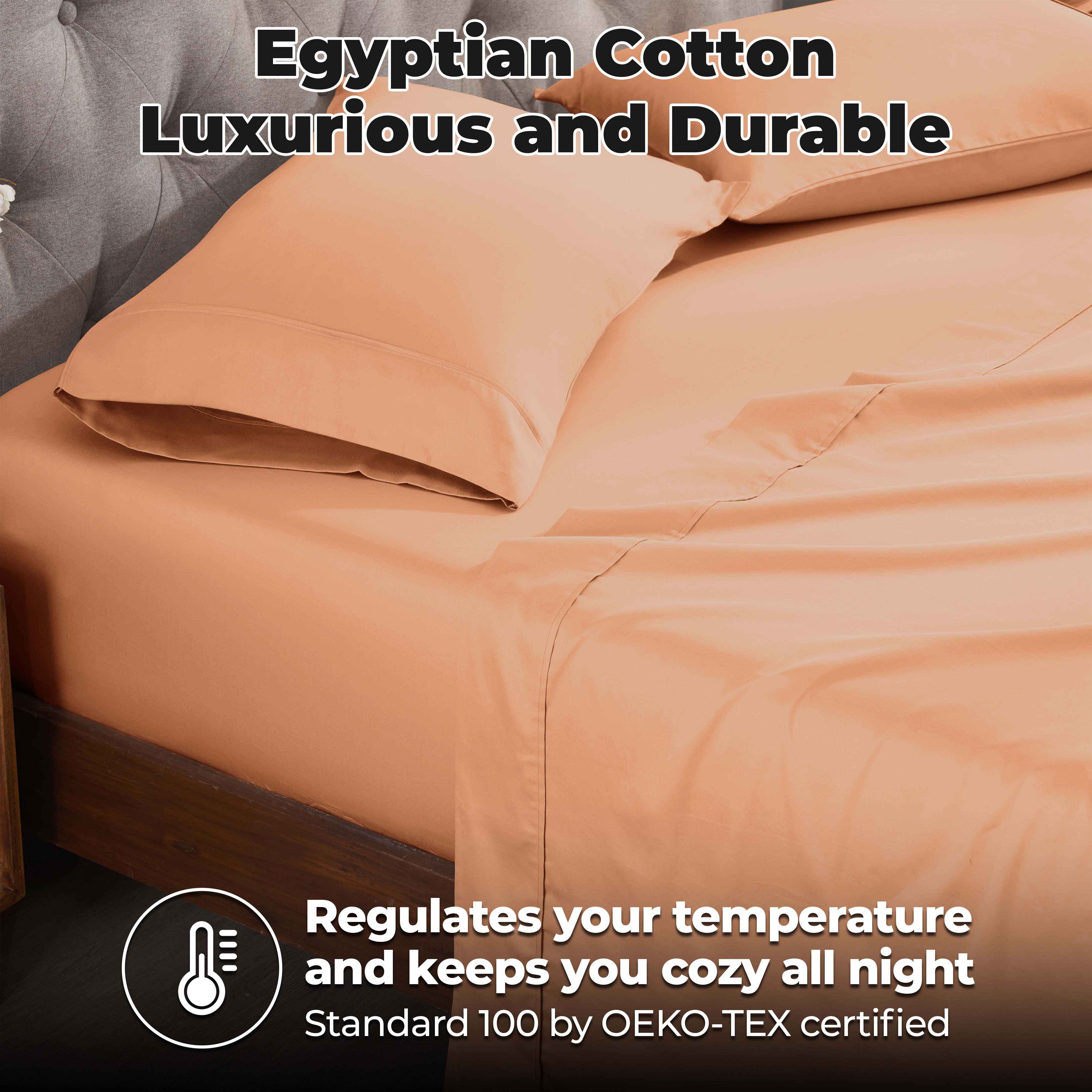 Premium 300 Thread Count Egyptian Cotton Bed Sheet Set - Soft, Breathable & Hypoallergenic for Ultimate Comfort - Perfect for Luxury Bedrooms, Hotels & Guest Rooms