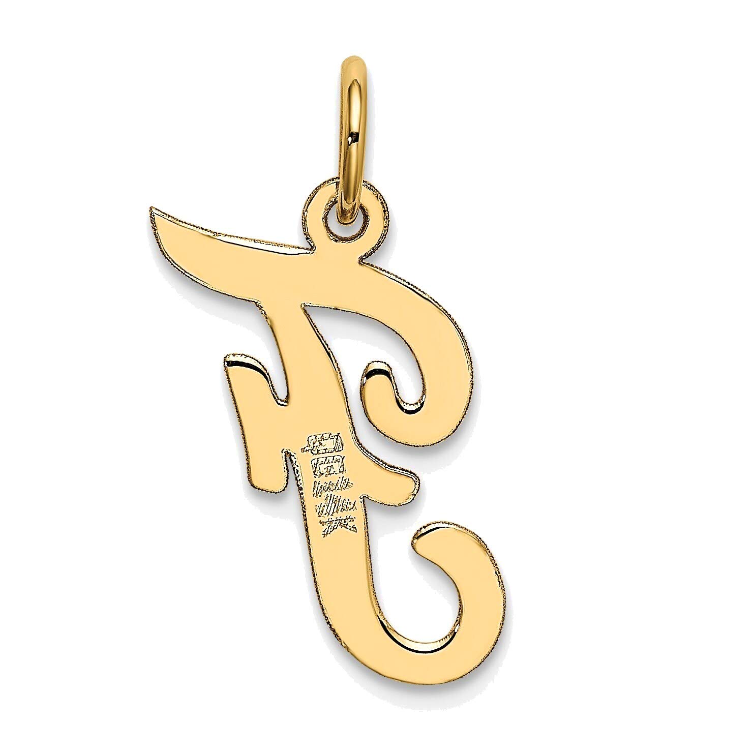 14K Yellow Gold Medium Script Initial F Charm Necklace for Women - Personalized Name Jewelry Gift for Her, Perfect for Birthdays, Anniversaries & Everyday Elegance