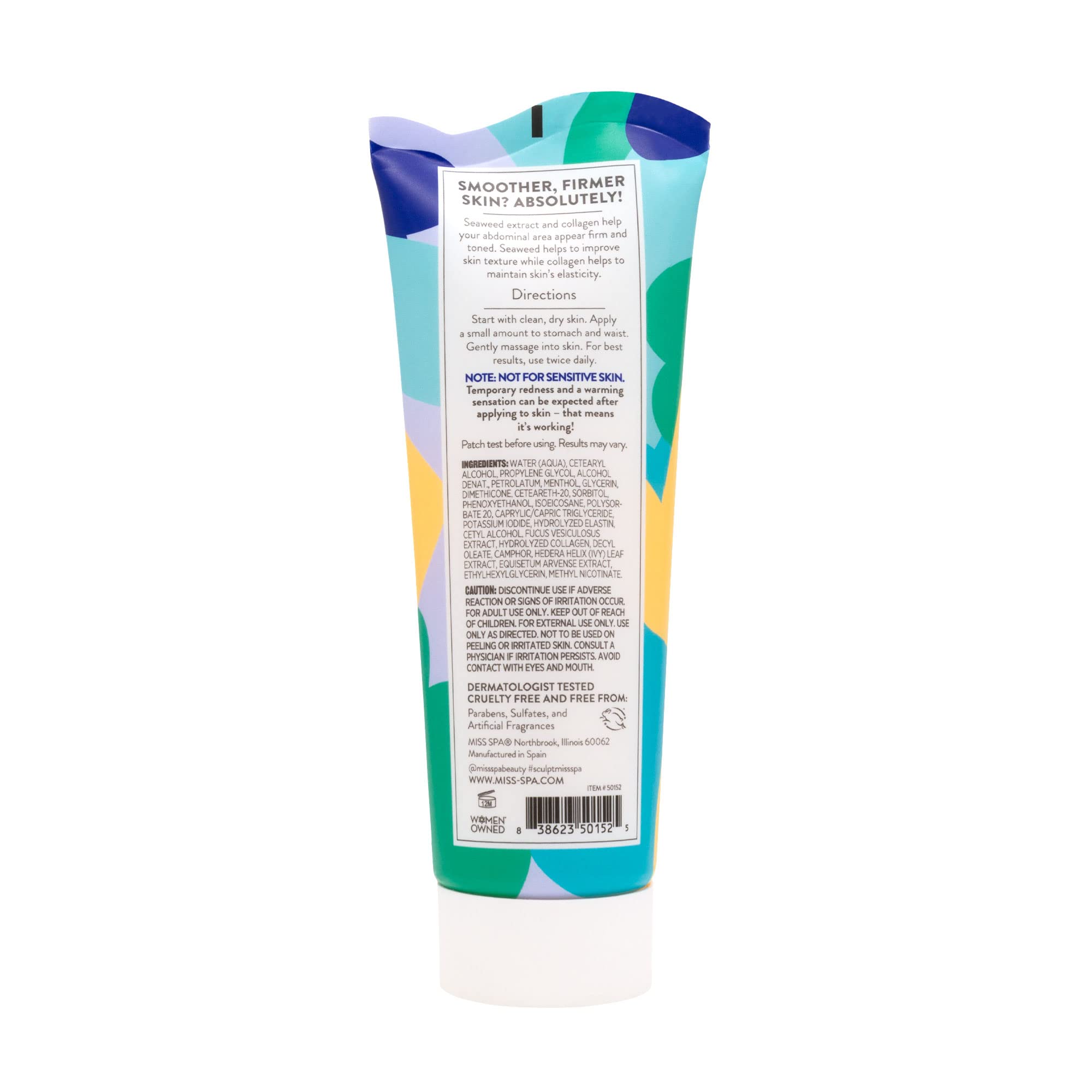 MISS SPA Tightening & Firming Tummy Cream with Collagen - Anti-Aging Body Lotion for Abdominal Tone & Skin Elasticity (3.3 fl oz) | Post-Pregnancy, Weight Loss & Daily Body Care Solution