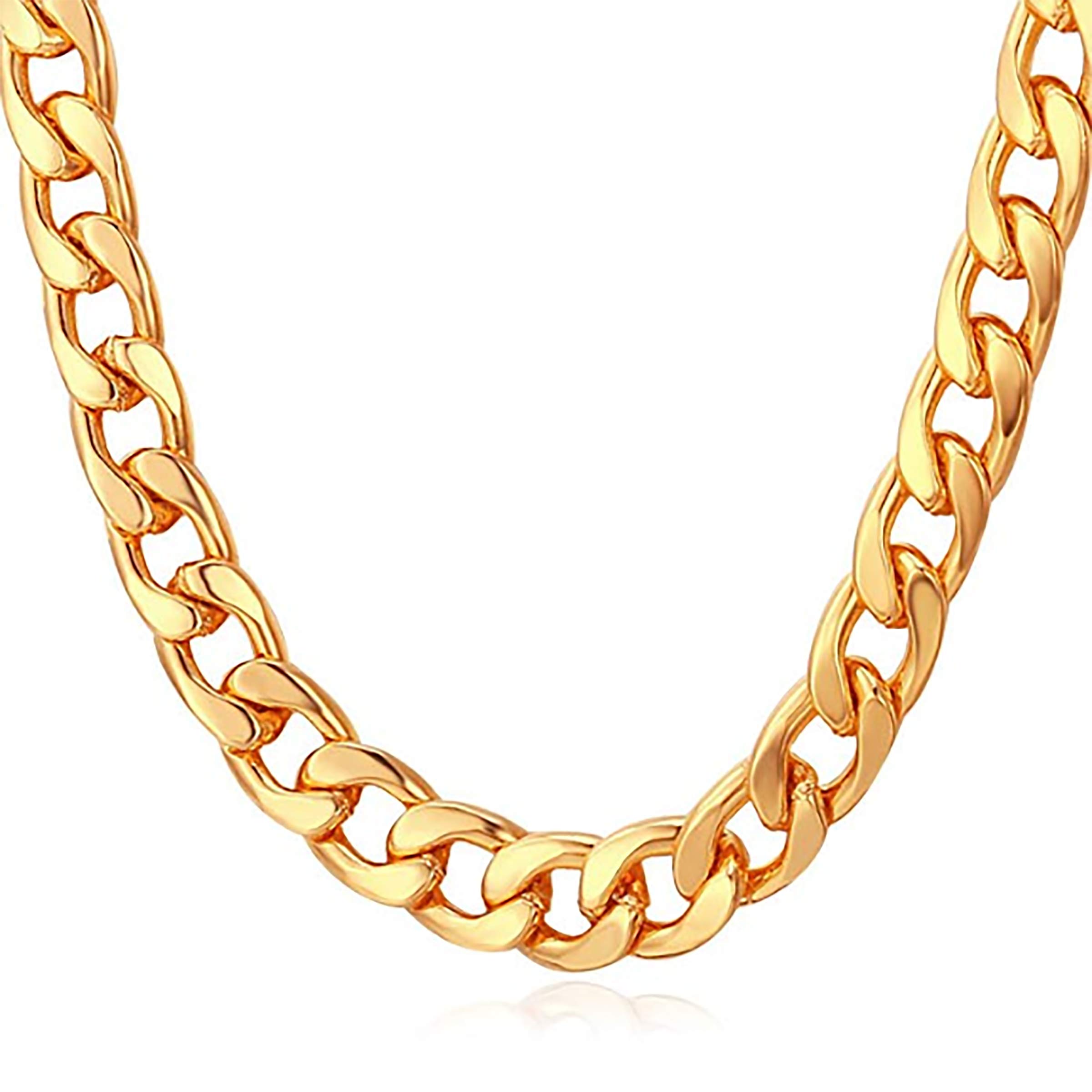 Premium Stainless Steel Cuban Link Chain Necklace for Men - 18K Gold Plated Hip Hop Jewelry Gift - Perfect for Casual Wear, Parties & Special Occasions