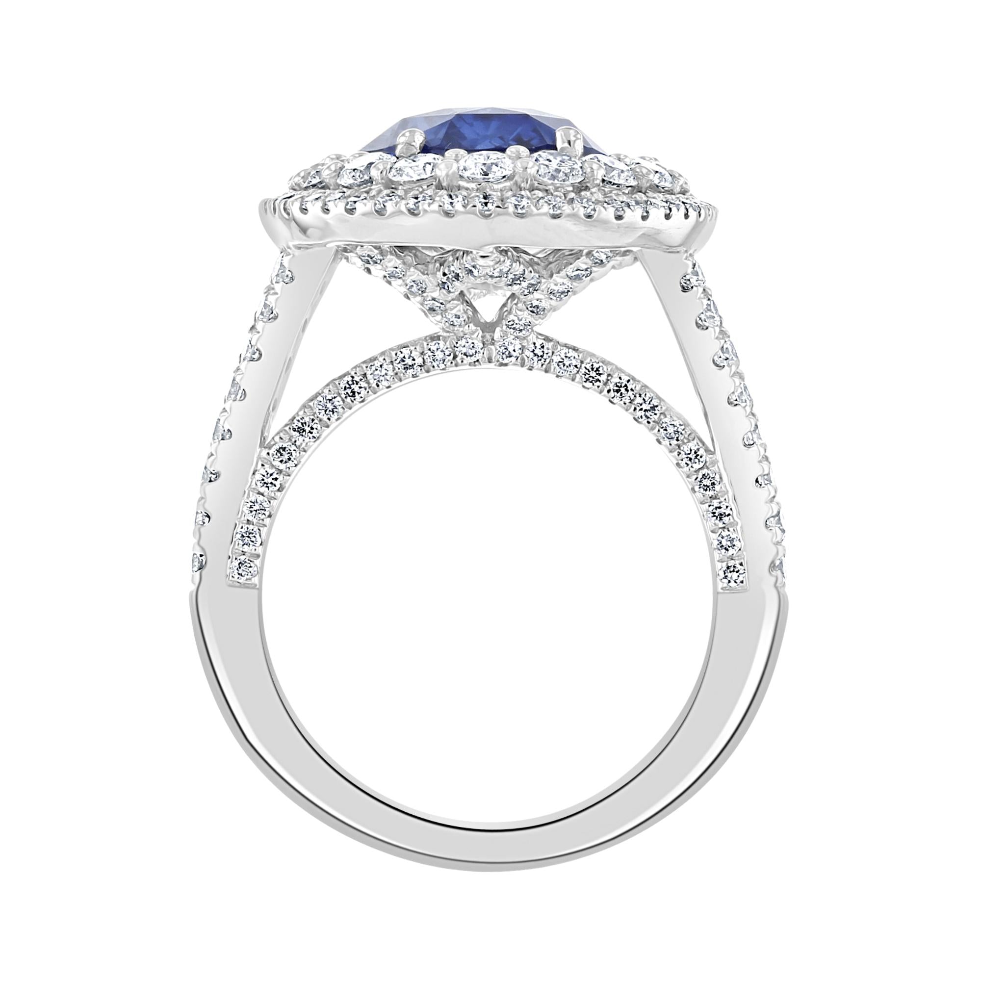 7.54 CT Sapphire & 2.08 CTW Diamond Oval Halo Ring - Elegant Engagement, Wedding, or Anniversary Jewelry Gift for Women