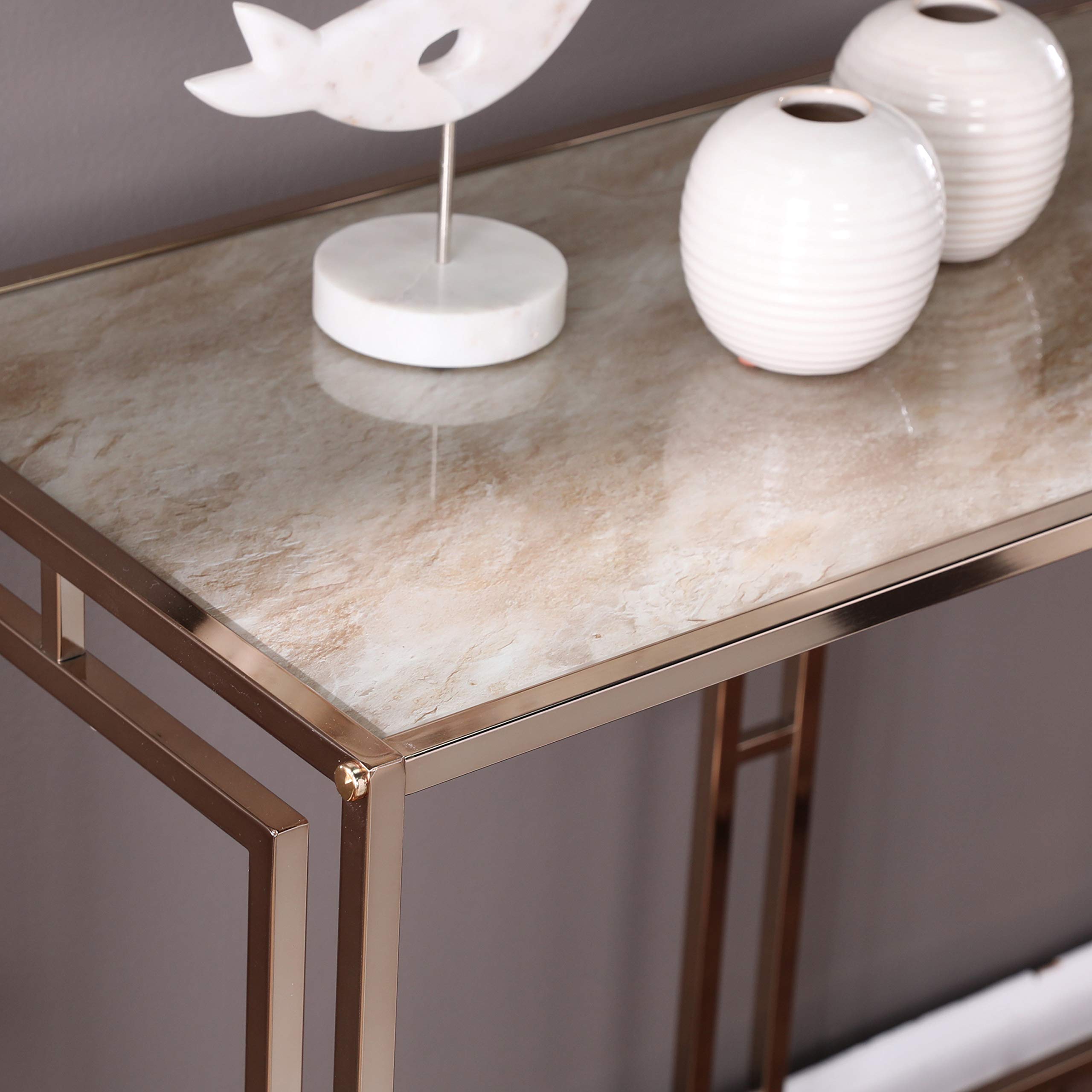 SEI Furniture Simondley Console Table - Champagne Gold Finish, Entryway Sofa Table, Hallway Accent Table for Living Room, Bedroom, or Foyer Decor