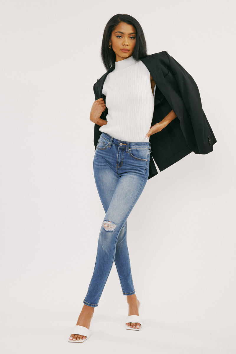 Logan Mid Rise Super Skinny Jeans for Women - Stretchy Denim Pants, Slim Fit, Comfortable & Trendy | Perfect for Casual Wear, Office & Night Out