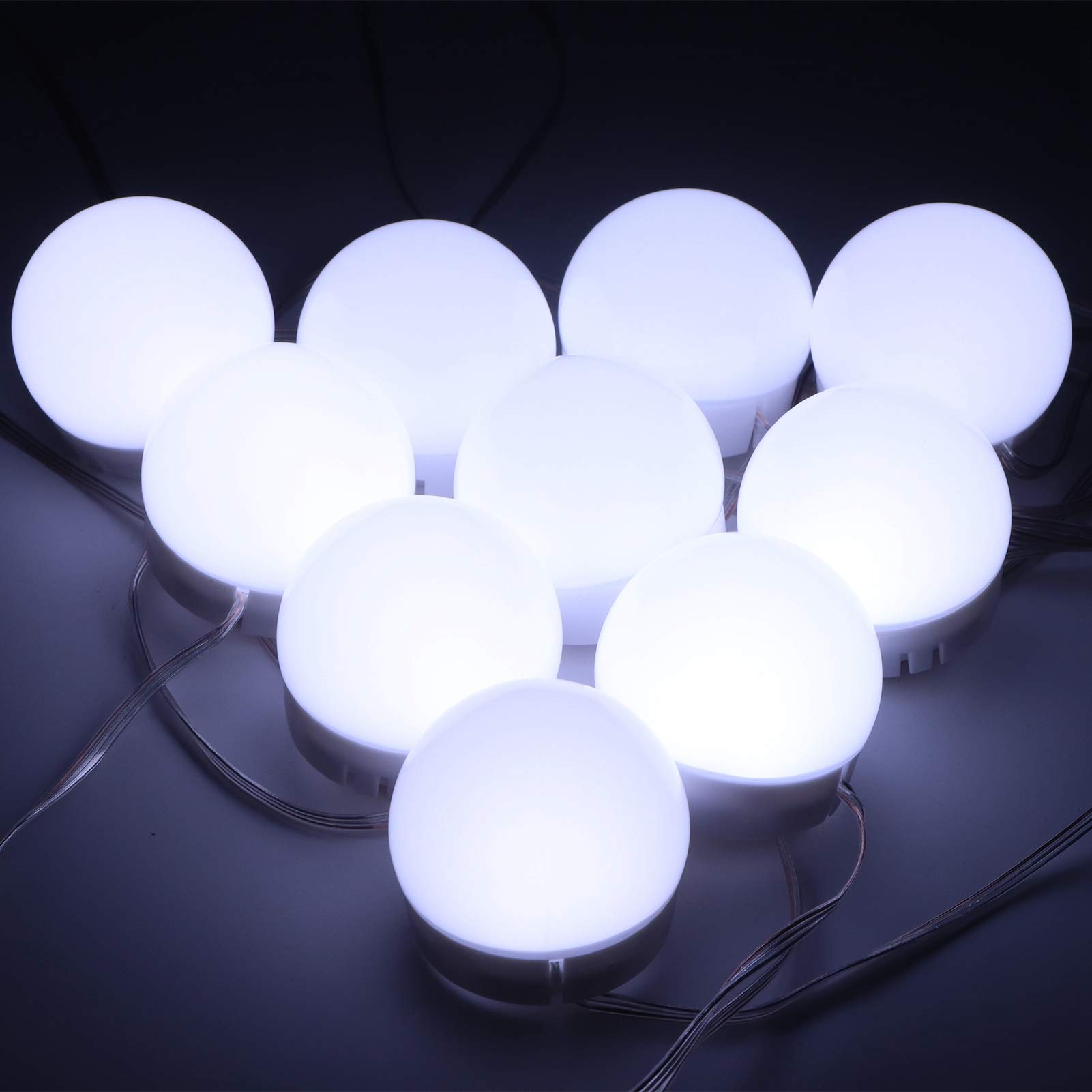 10 Pack Adjustable LED Mirror Lights with 3 Color Modes - Self-Adhesive Makeup Vanity Lights for Bathroom Mirror, Cosmetic Mirror, Wall Mirror - Perfect for Makeup Application, Shaving & Home Decor