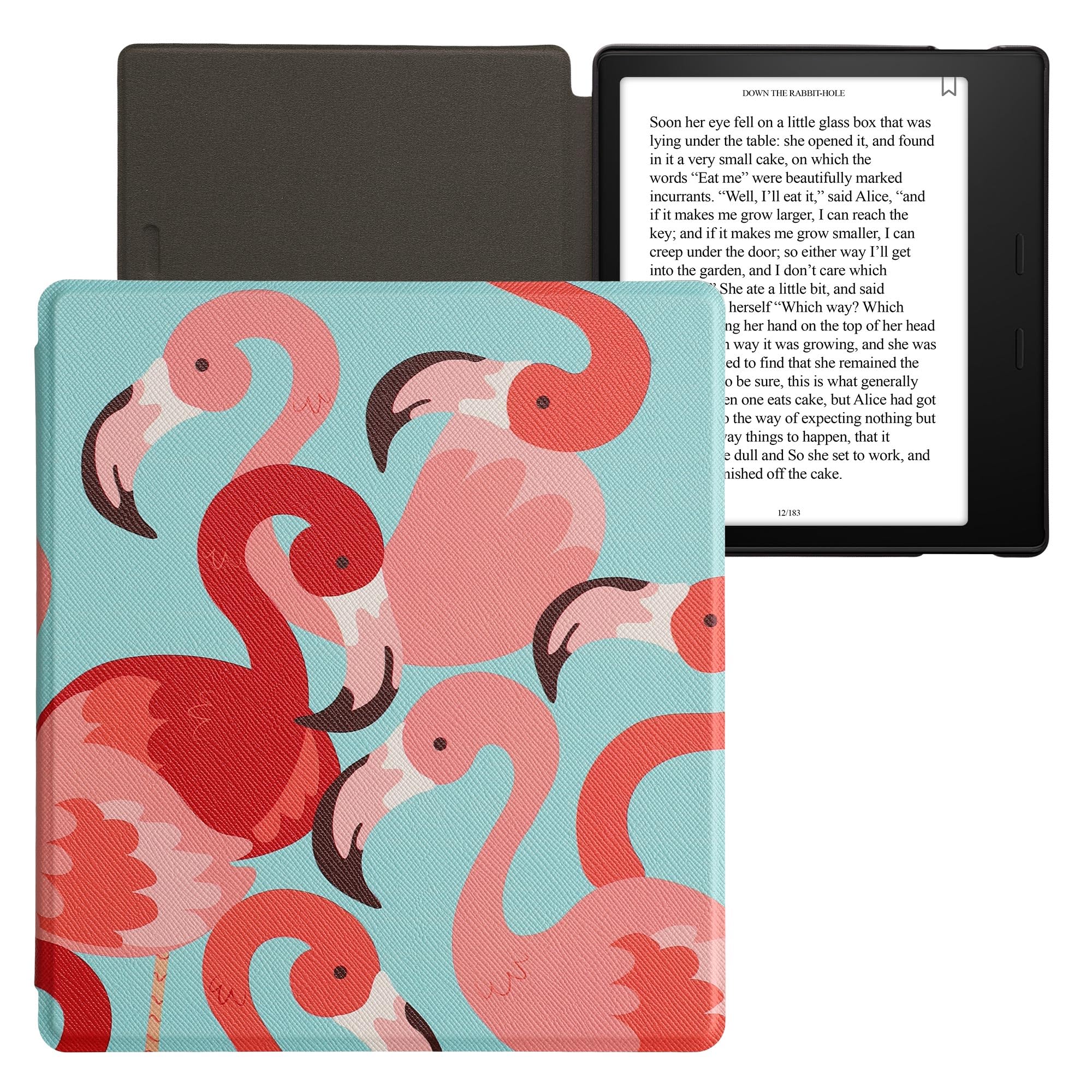 kwmobile Kindle Oasis 10th Gen Case - Premium eReader Cover with Flamingo Design in Dark Pink/Pink/Red - Perfect for Reading, Travel & Daily Protection