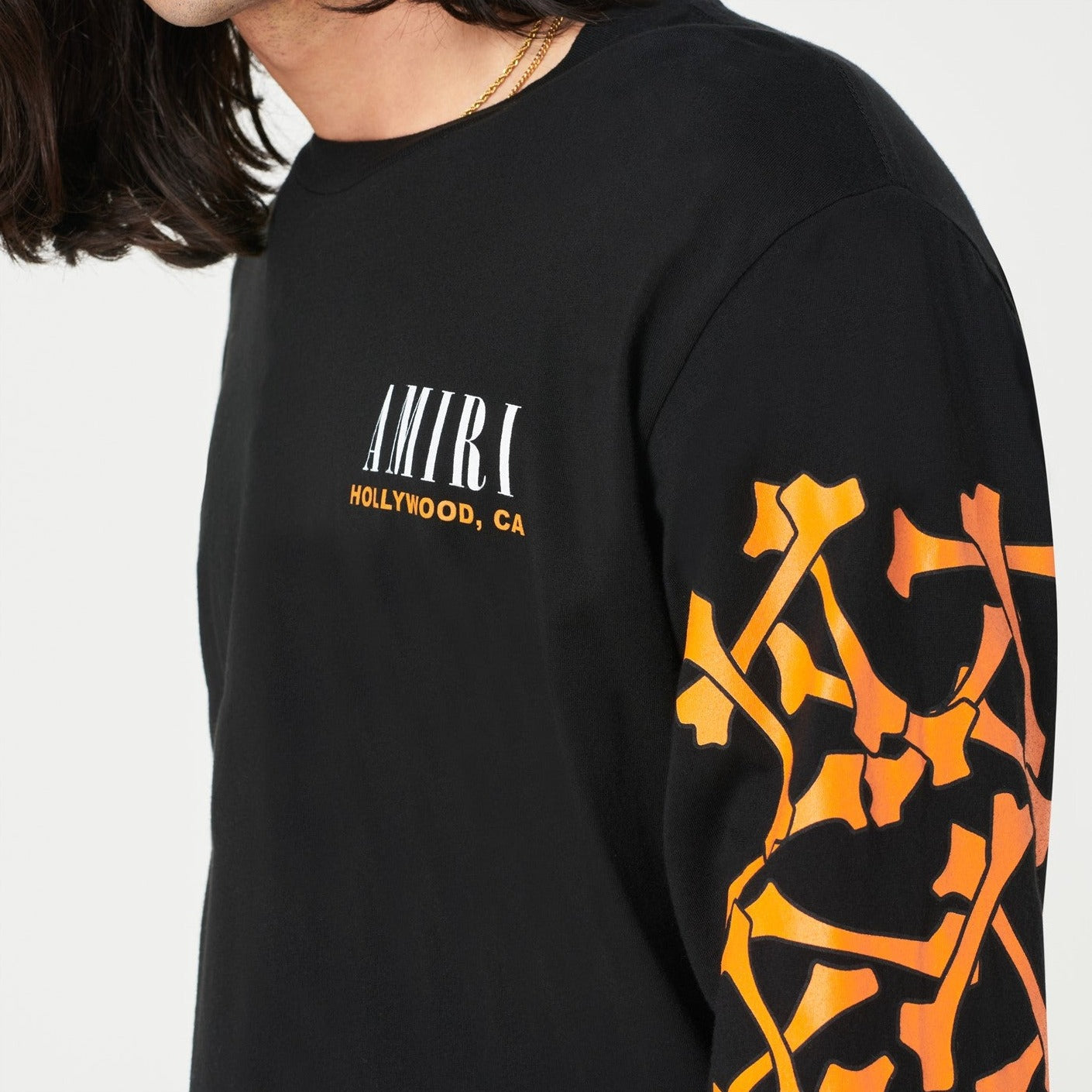 Amiri Bones Long Sleeve Graphic T-Shirt for Men - Vintage Rock Style Cotton Tee - Perfect for Concerts, Streetwear & Casual Outfits