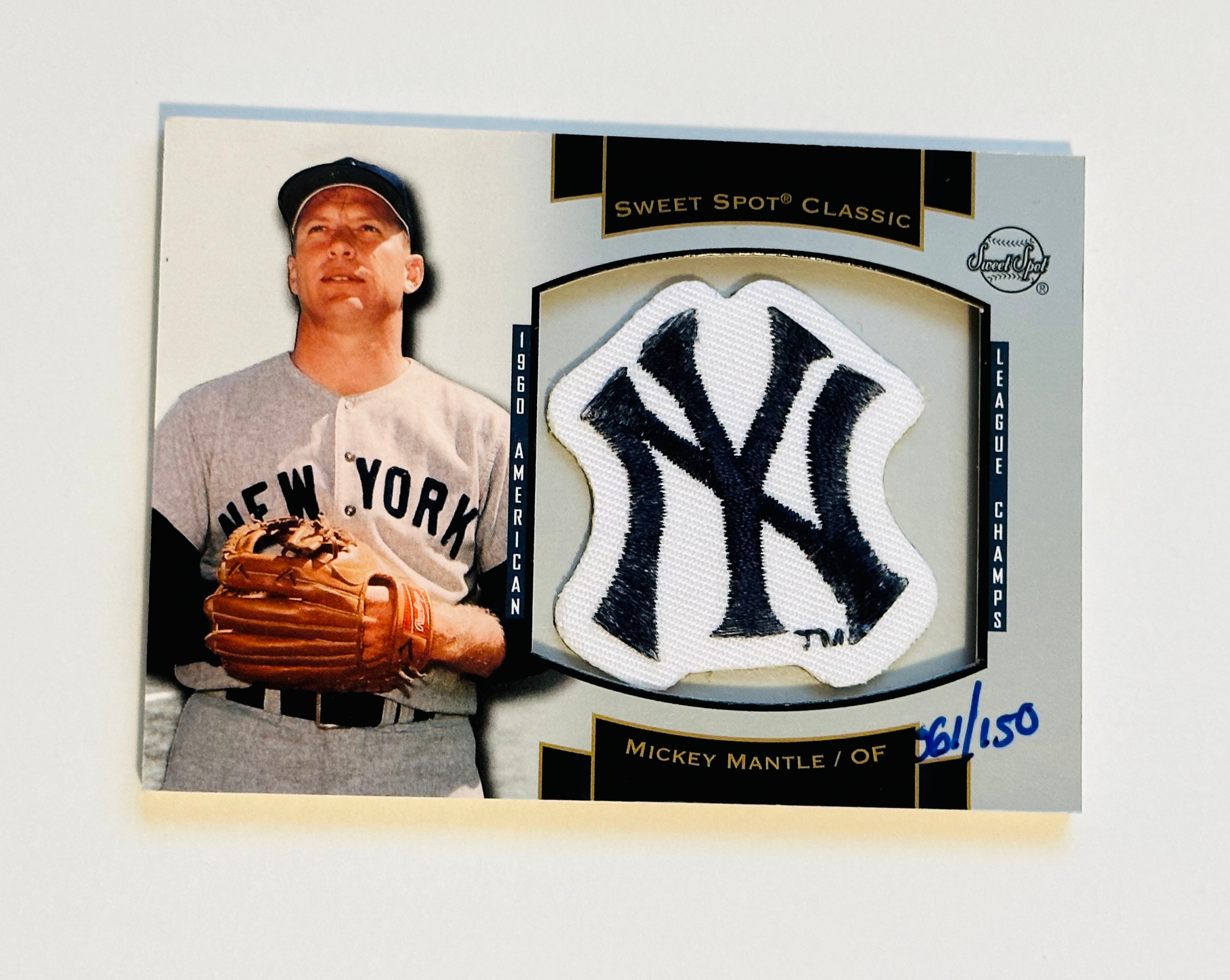 Rare 2003 Upper Deck Mickey Mantle Commemorative Logo Patch Insert Card - Perfect for Baseball Memorabilia Collectors & Sports Fans Display