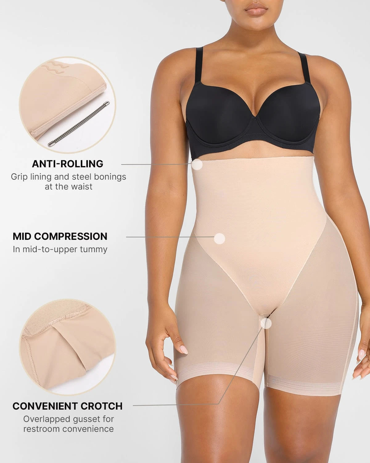 AirSlim® Mesh Smooth Butt Lifting Shorts for Women - High Waist Tummy Control Shapewear - Comfortable & Breathable for Workout, Yoga & Everyday Wear