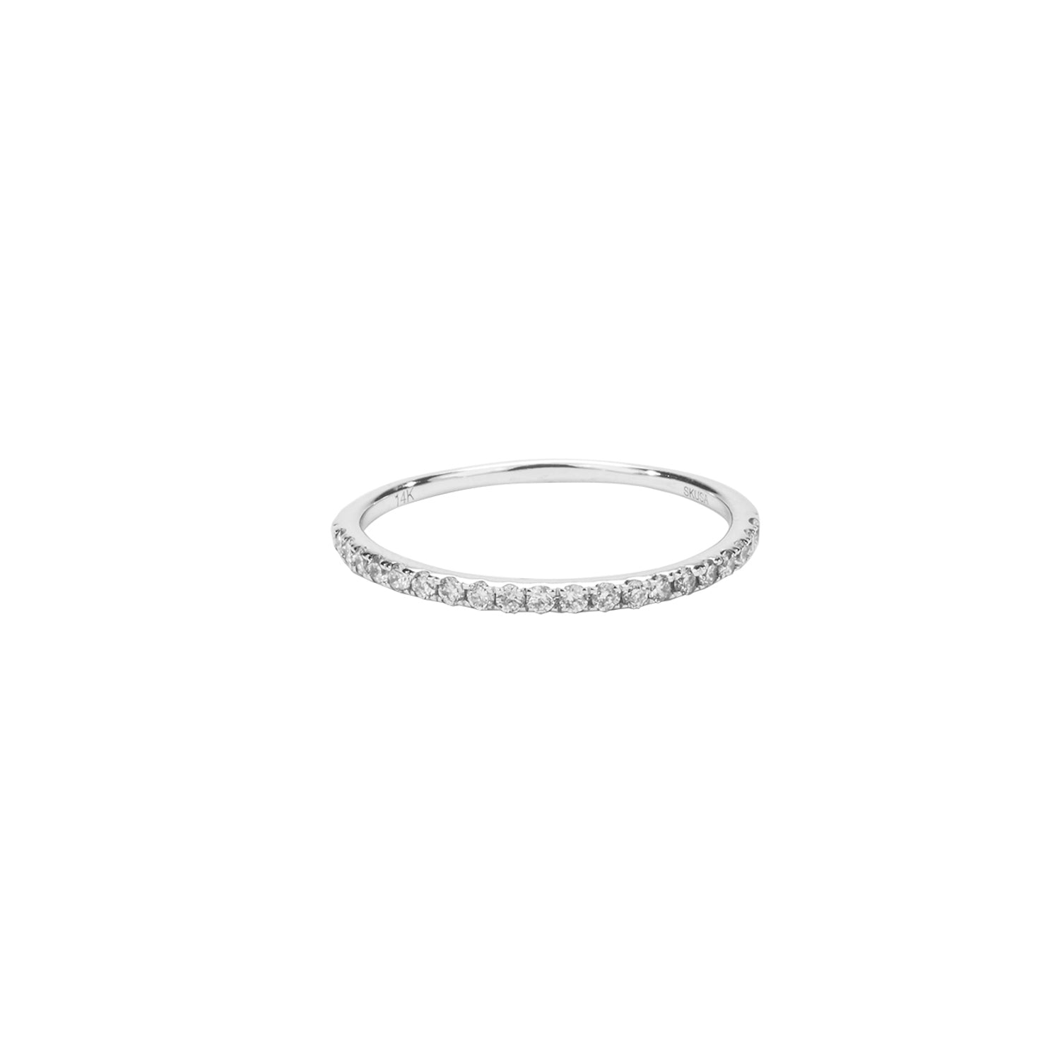 14K White Gold Diamond Pave Wedding Band for Women - Elegant Stackable Ring for Bridal, Anniversary & Special Occasions