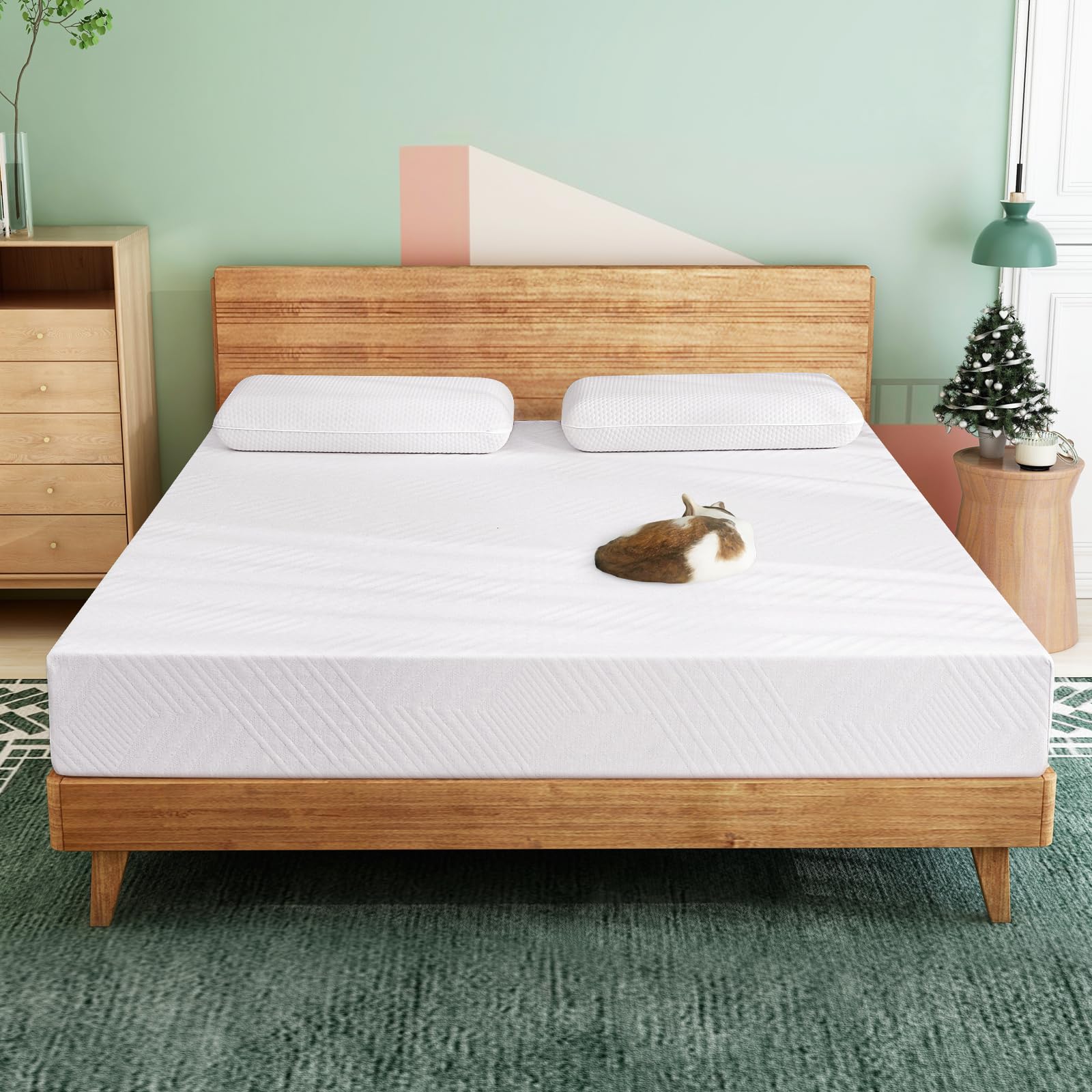 8 Inch Twin Memory Foam Mattress for Kids - Medium Firm Green Tea Gel Infused, CertiPUR-US Certified, Low Profile for Bunk Beds, Made in USA (White) | Perfect for Kids' Bedrooms, Sleepovers & Dorm Rooms