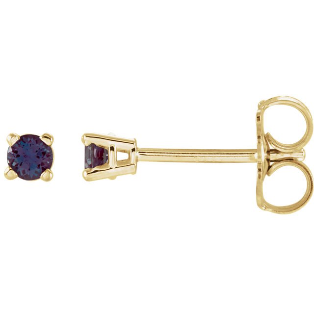 14K Gold 0.16 CTW Round Lab-Grown Alexandrite Stud Earrings for Women - Perfect for Weddings, Anniversaries & Special Occasions