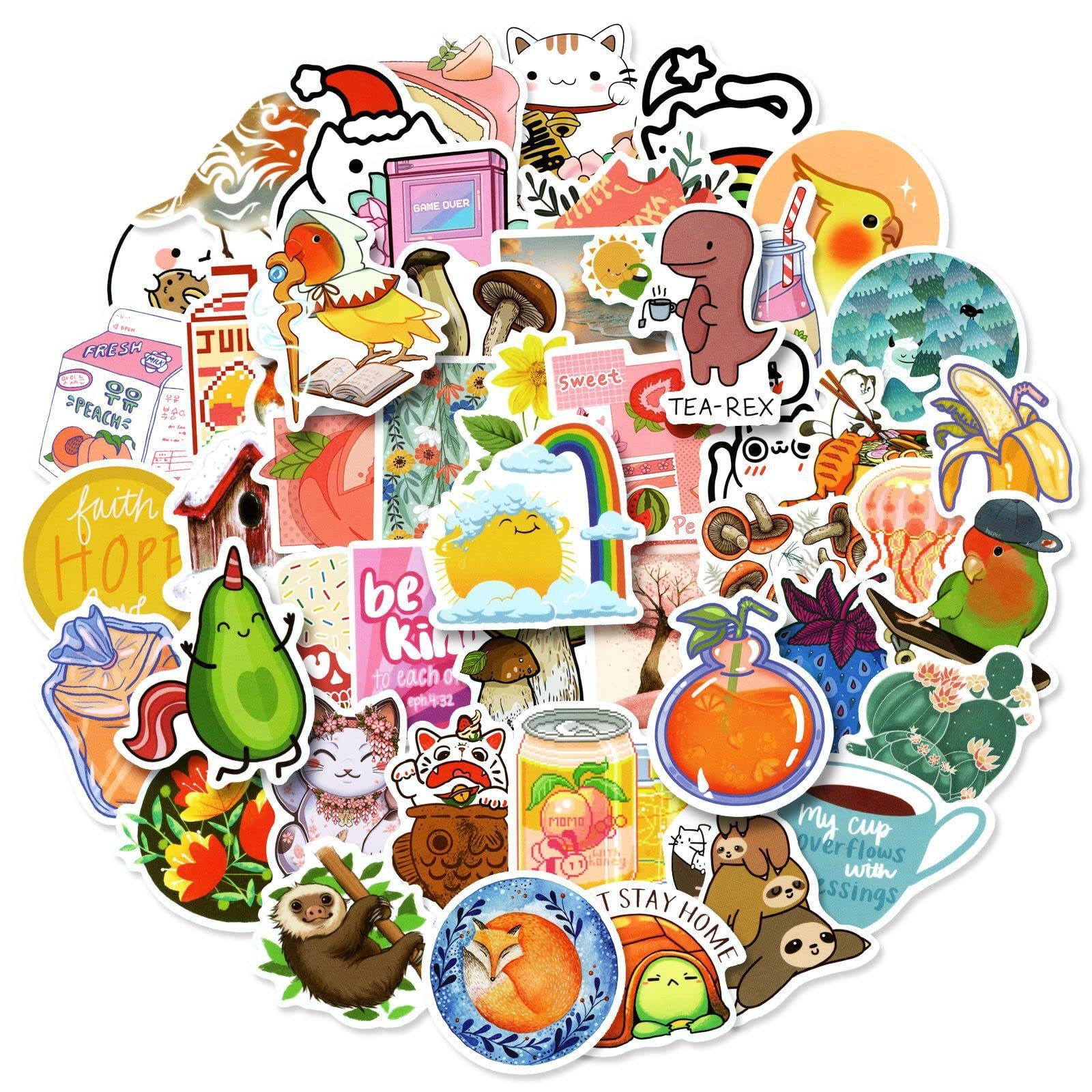 50 PCS Waterproof Animal Stickers - Cute Vinyl Decals for Water Bottles, Laptops, Skateboards & More - Durable Aesthetic Stickers for Kids, Teens, Girls & Adults - Perfect for School, Office, DIY Crafts & Personalizing Accessories