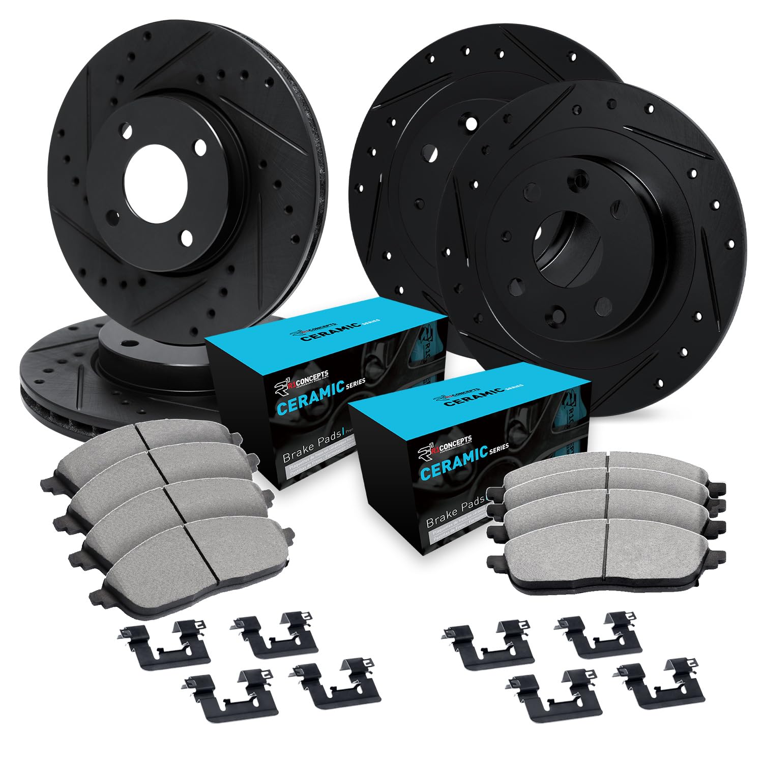 R1 Concepts Premium Ceramic Brake Pads & Rotors Kit - Front & Rear Brake System with Hardware - Fits 1986-1987 Acura Legend - Perfect for Daily Driving, Performance Upgrades & Safe Stopping