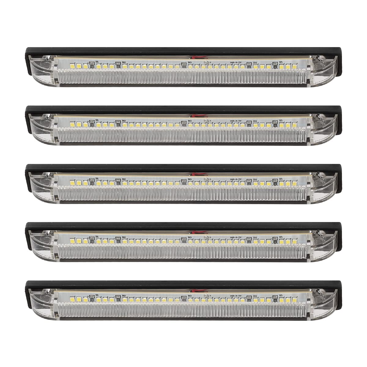 Partsam 5Pcs 8 Inch Slim LED Utility Strip Bar - 18 LED Truck Trailer Camper RV Motorcycle Lights - 12V DC Interior Dome, Cargo & Courtesy Lamps for Golf Cart, Motorhome & Marine Use